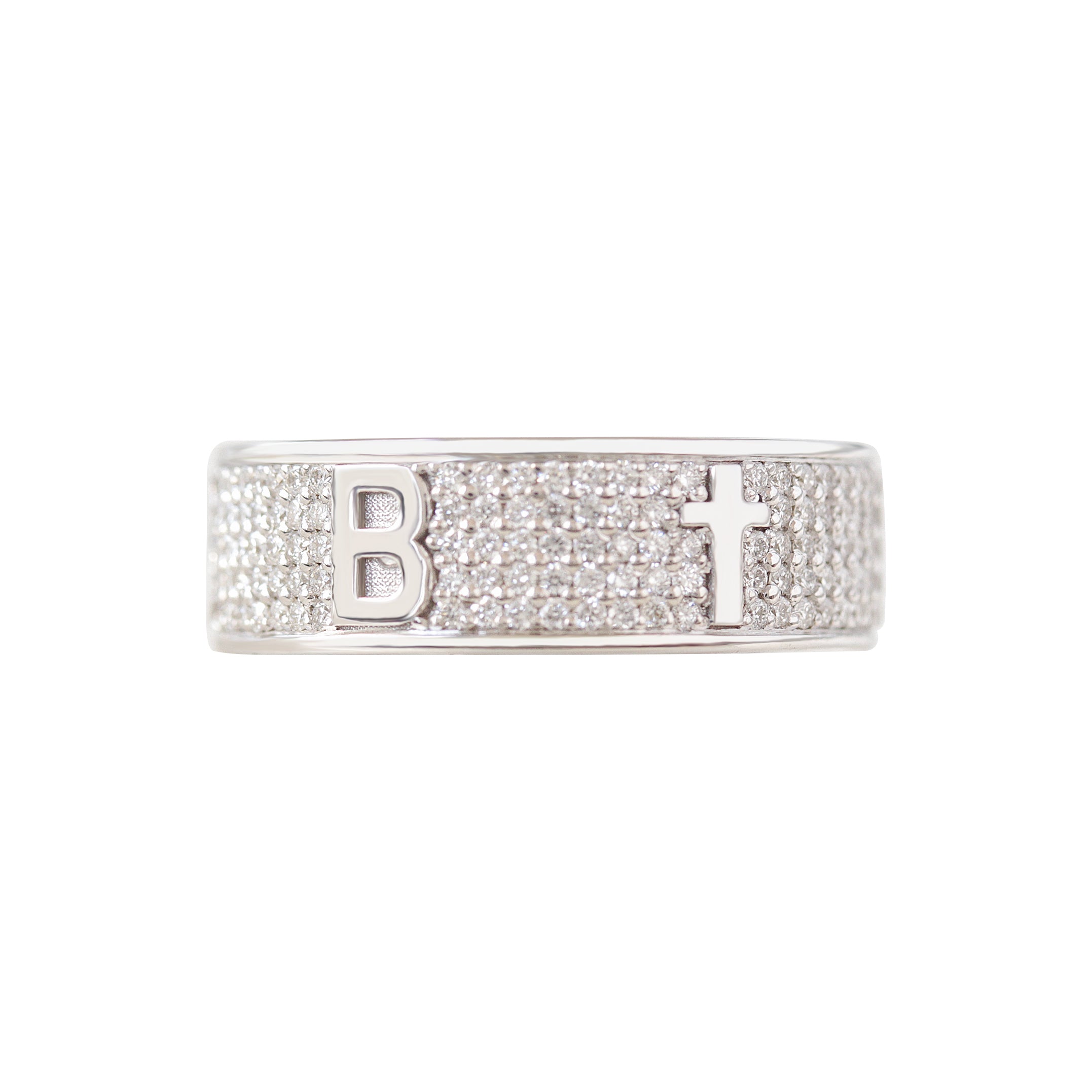 Fully Personalized Five Initials Unisex Men Wedding Diamond Ring - 7mm Wide