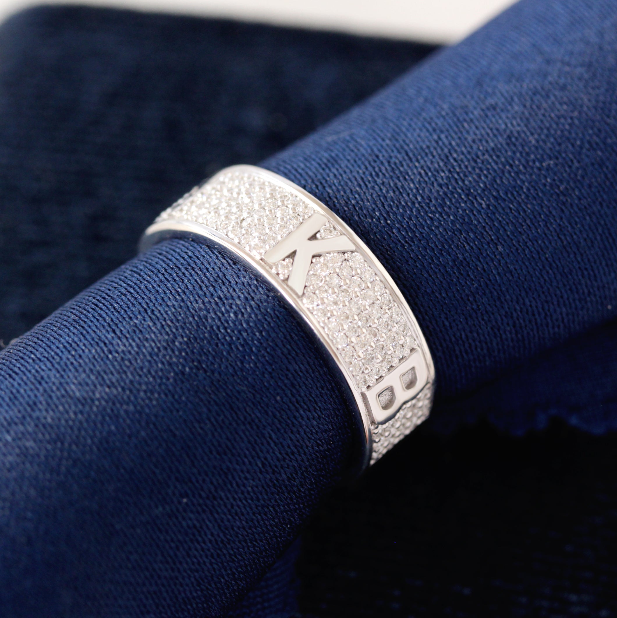 Fully Personalized Five Initials Unisex Men Wedding Diamond Ring - 7mm Wide