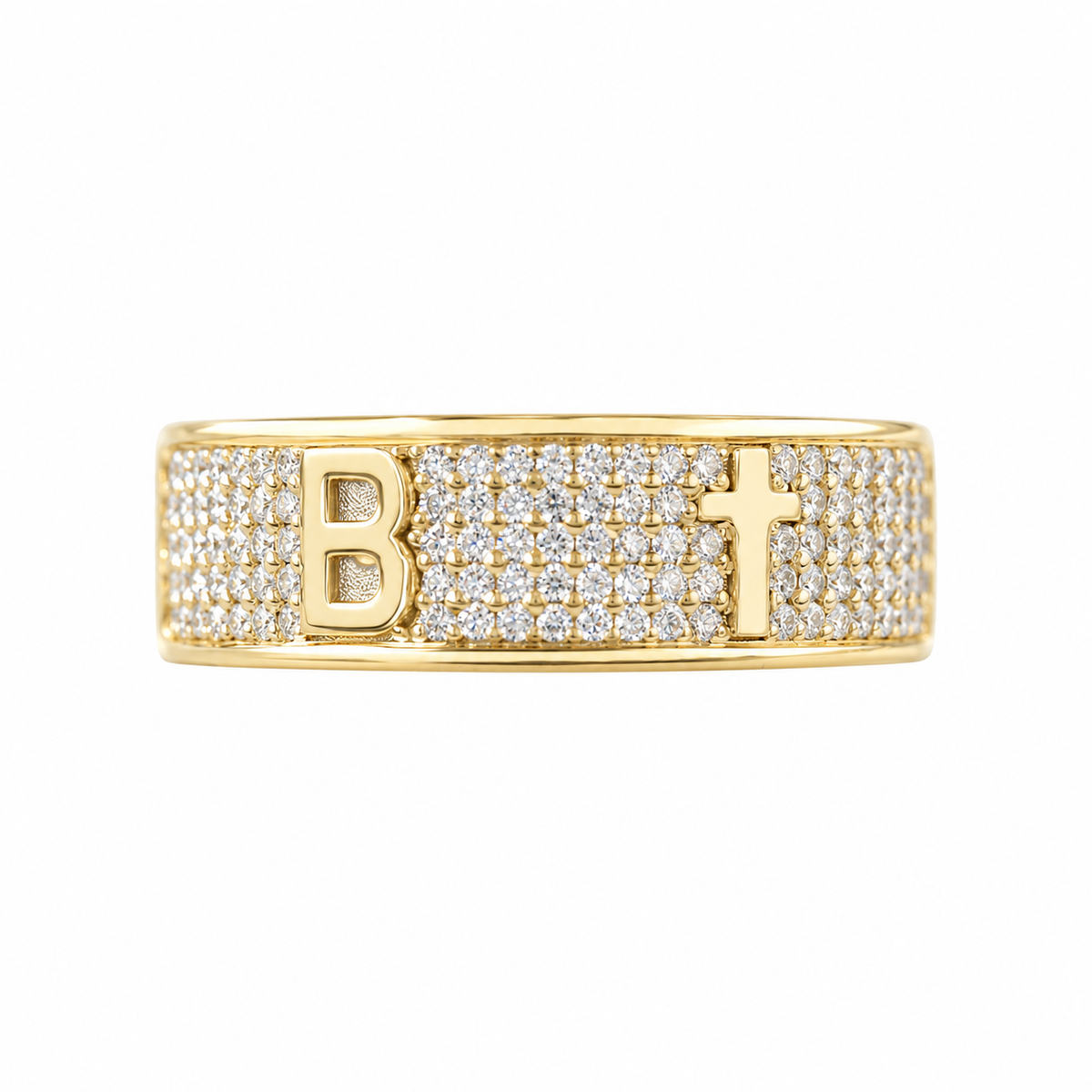 Fully Personalized Five Initials Unisex Wedding Diamond Ring yellow gold