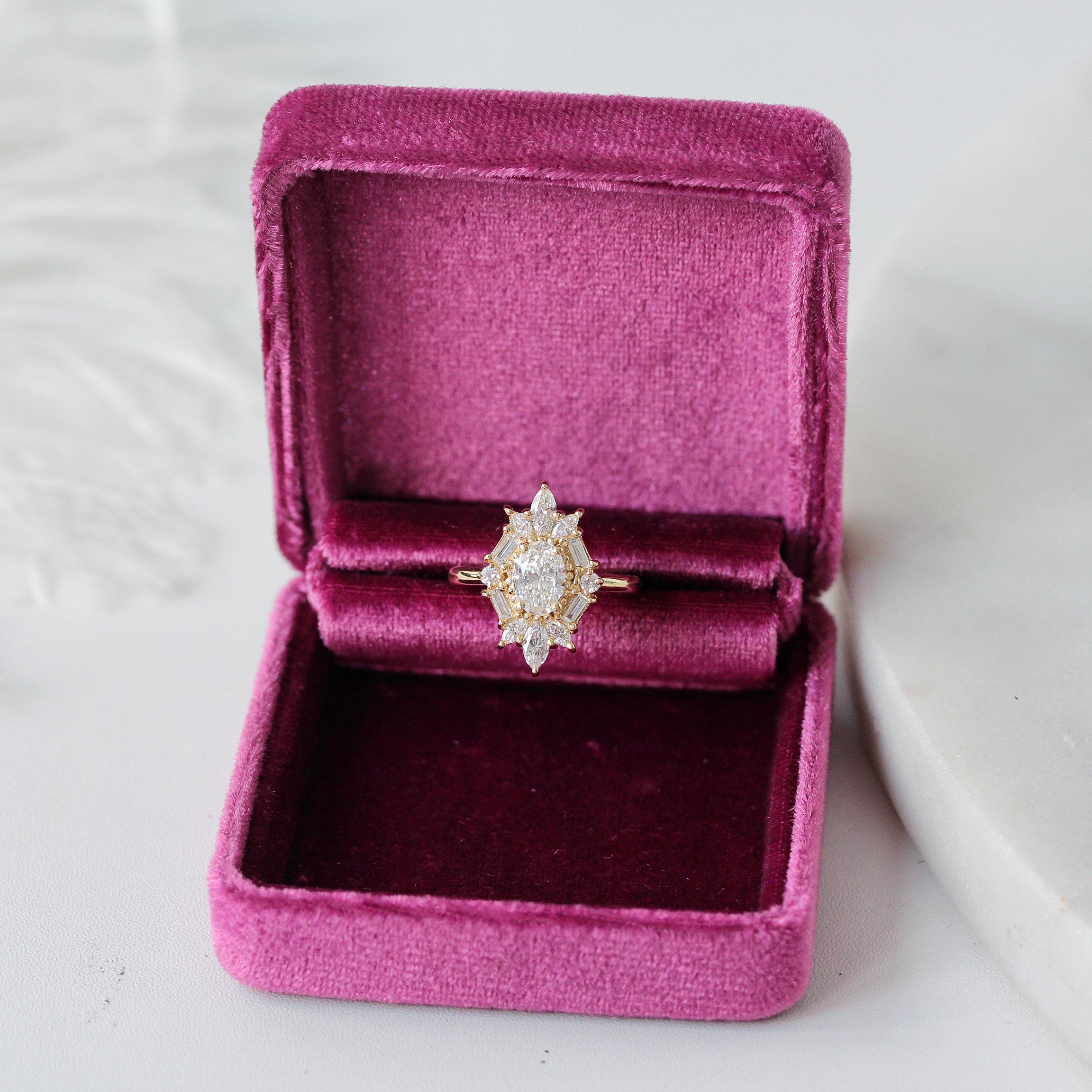 Oval Diamond Unique Art Deco Engagement Ring - Great Gatsby