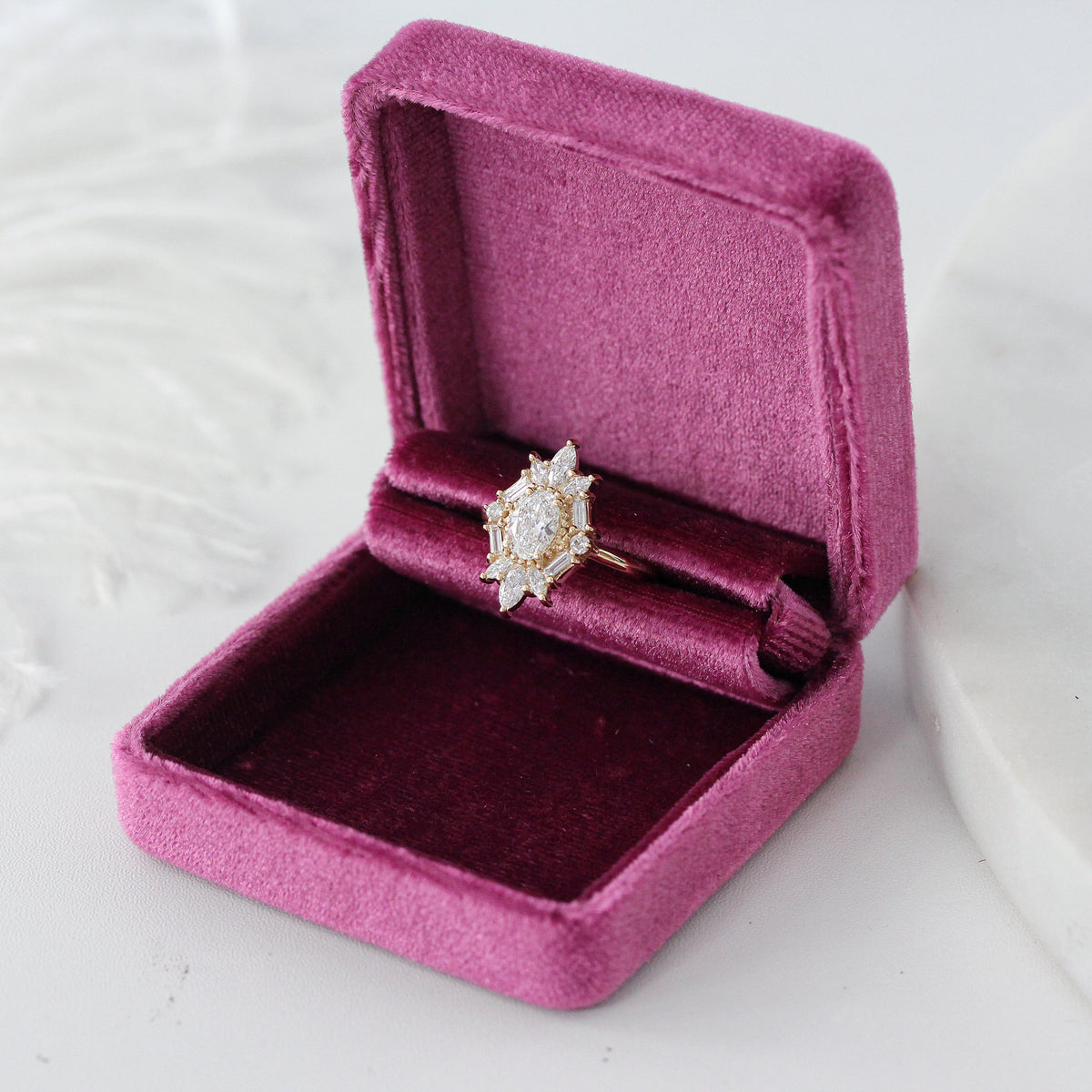 Oval Diamond Unique Art Deco Engagement Ring - Great Gatsby