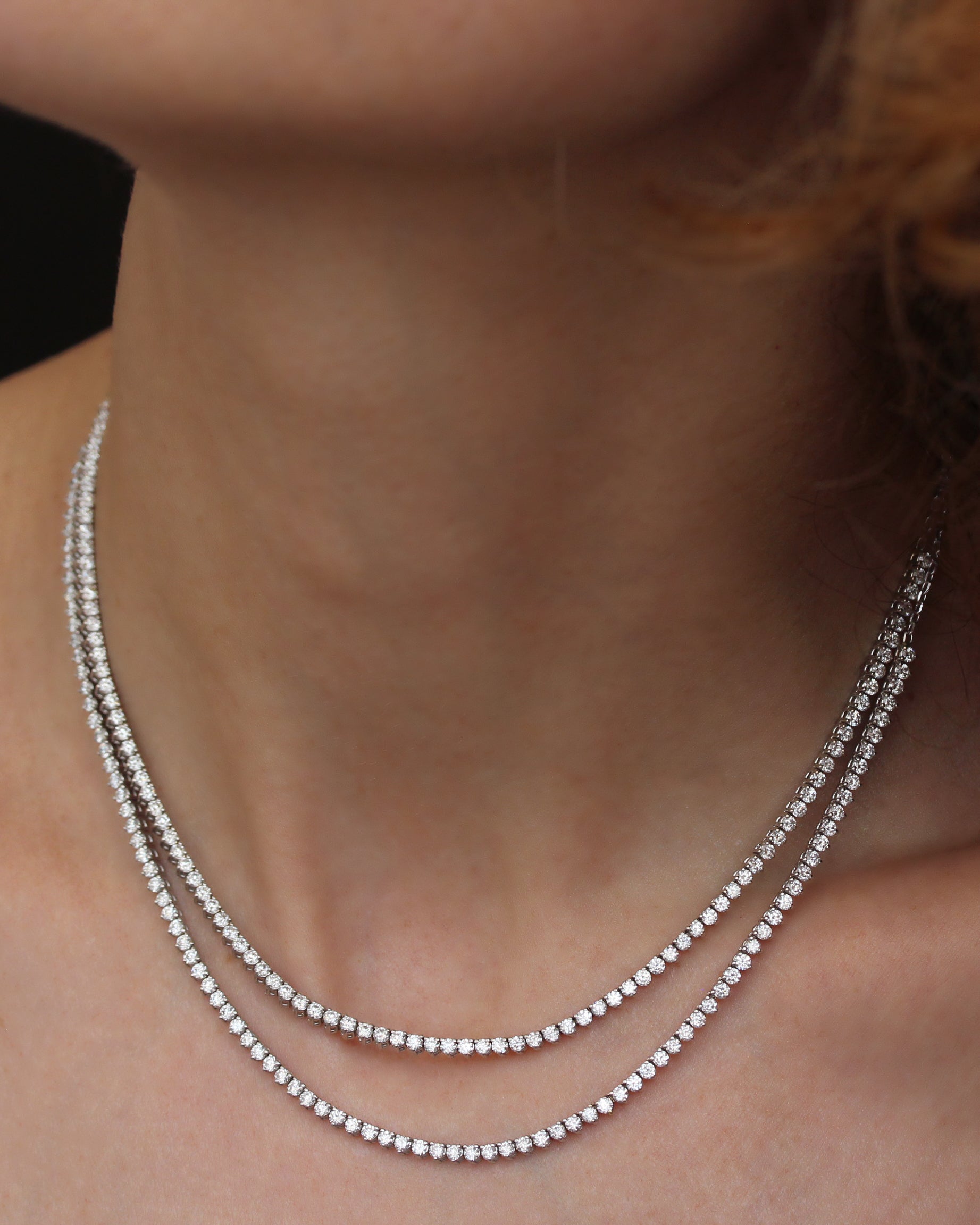 Half and Half Tennis and Chain Classic Collier Necklace