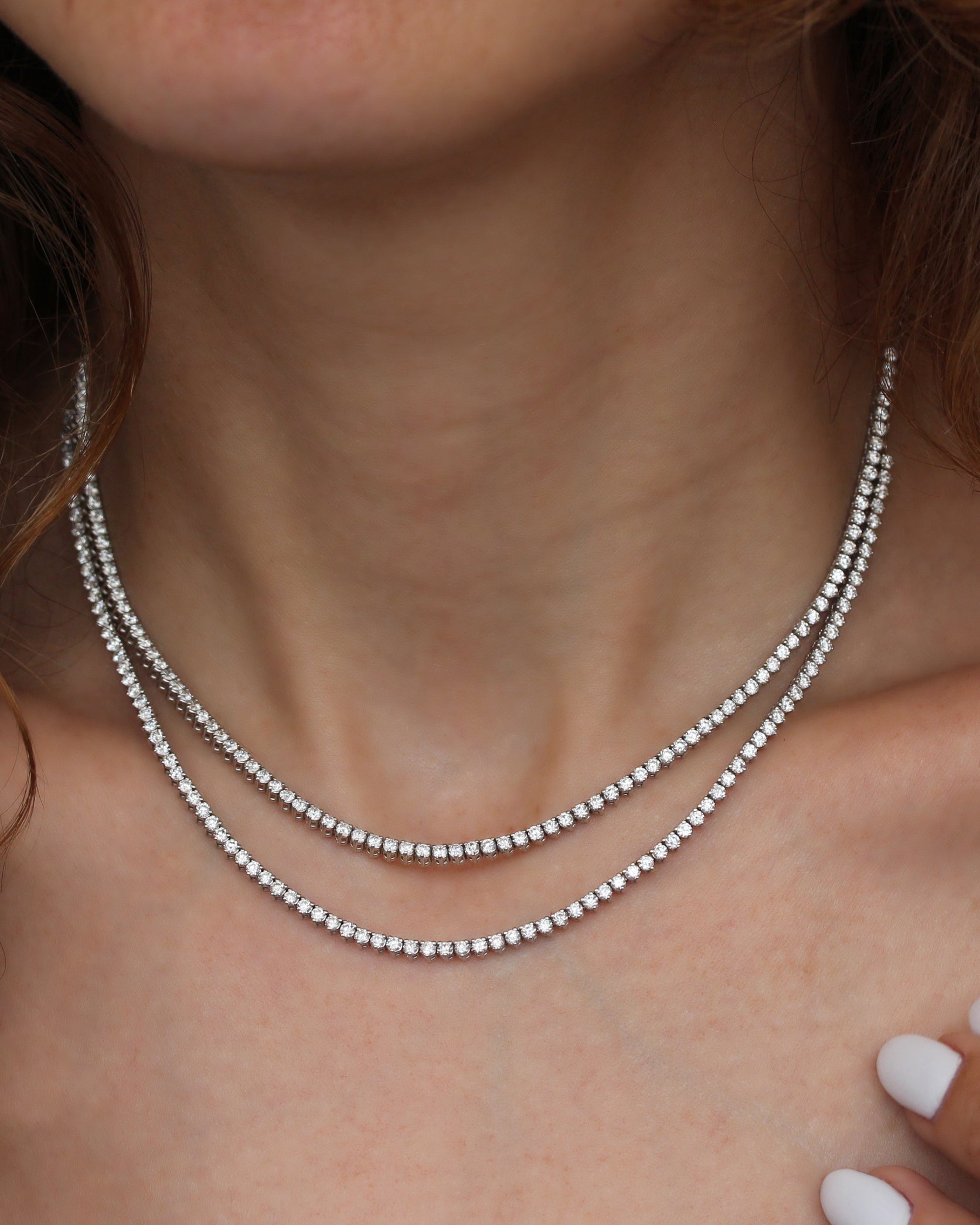 Half and Half Tennis and Chain Classic Collier Necklace