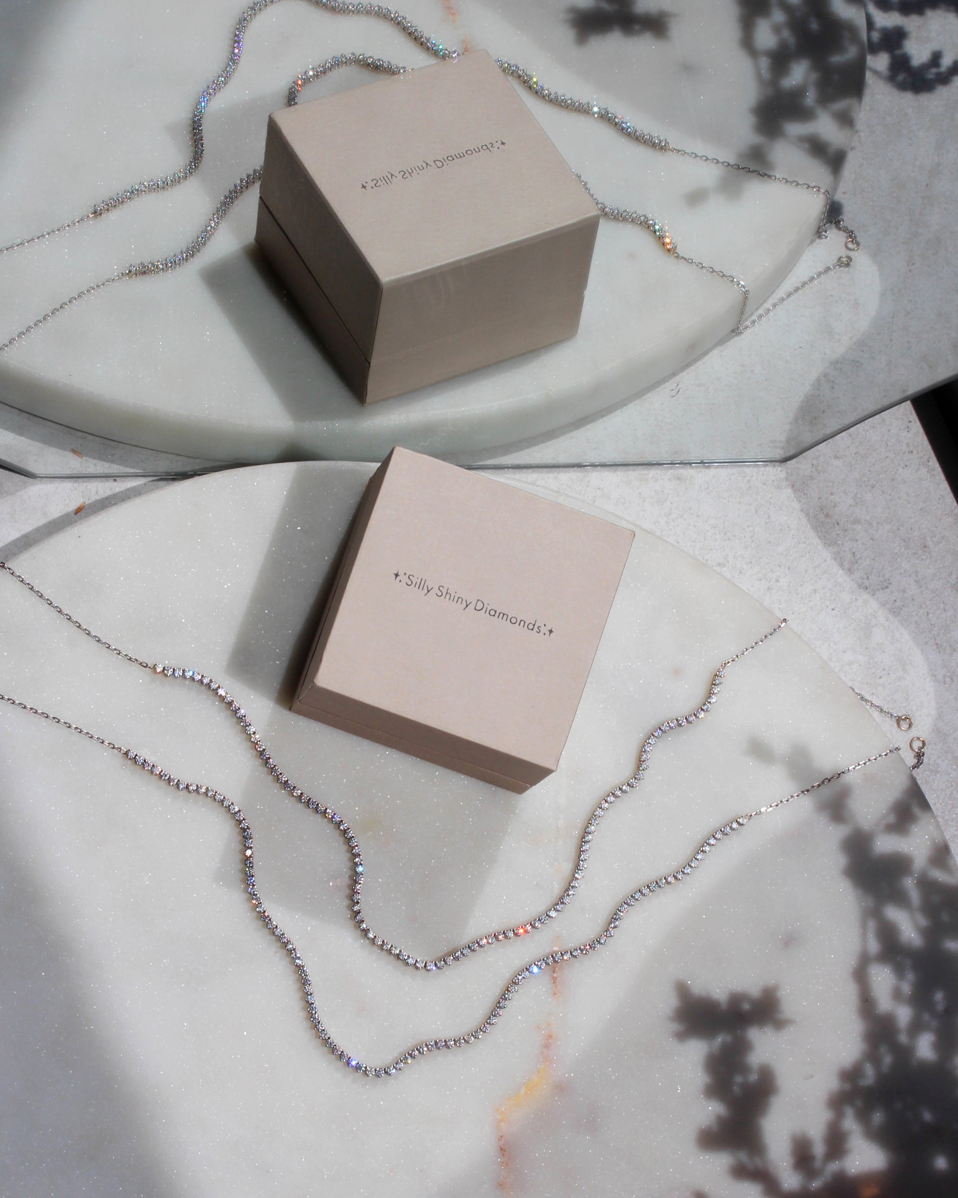 Half and Half Tennis and Chain Classic Collier Necklace
