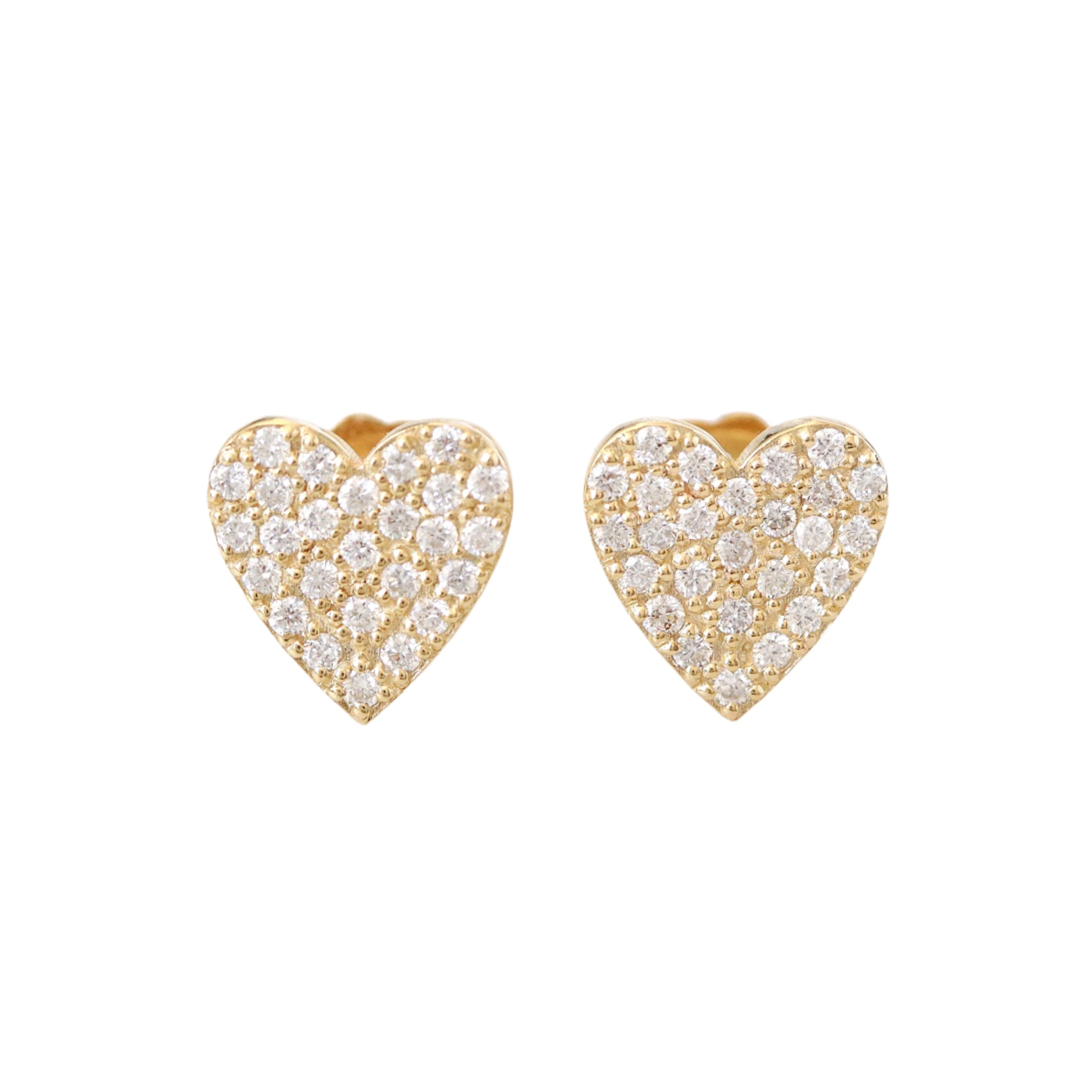 Heart Diamond Stud Earrings 9mm, romantic, sweet, kawaii diamond stud earrings, birthday gift for her.