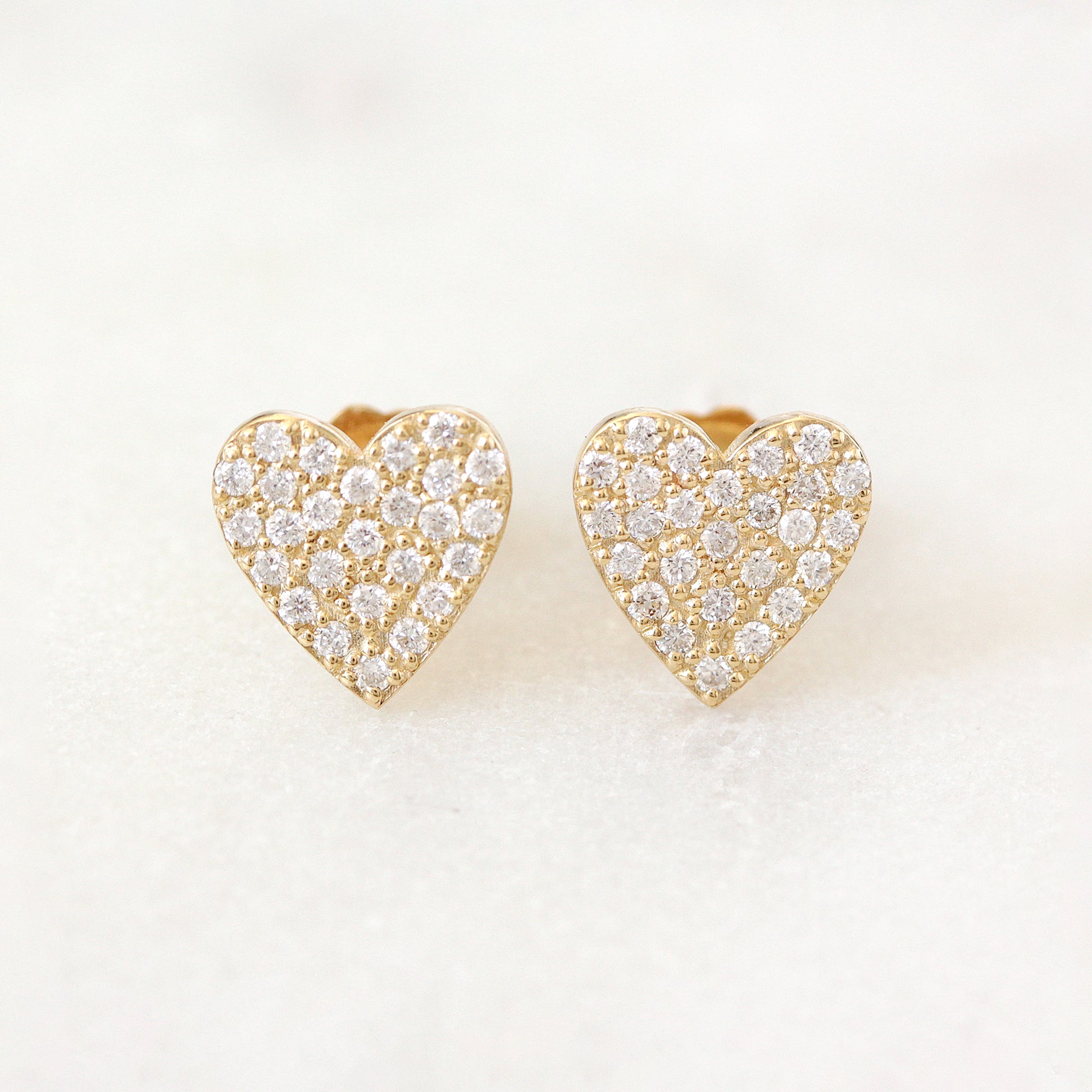 Heart Diamond Stud Earrings 9mm, romantic, sweet, kawaii diamond stud earrings, birthday gift for her.