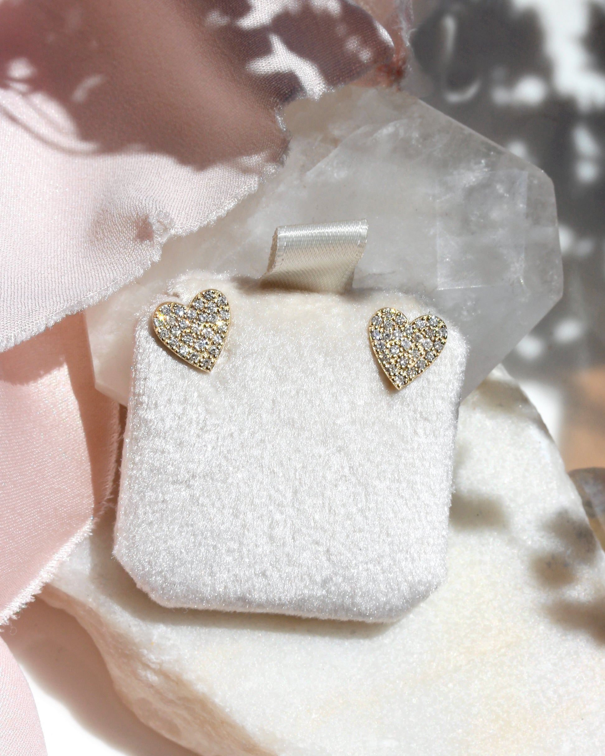Heart Diamond Stud Earrings 9mm, romantic, sweet, kawaii diamond stud earrings, birthday gift for her.