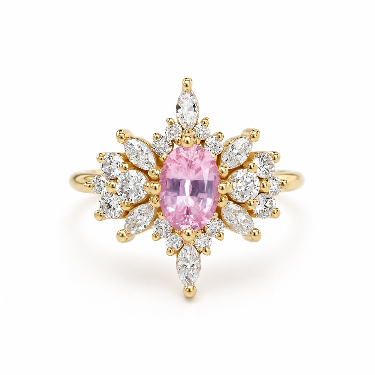 Oval pink sapphire & diamonds engagement ring, Phoenix ♥