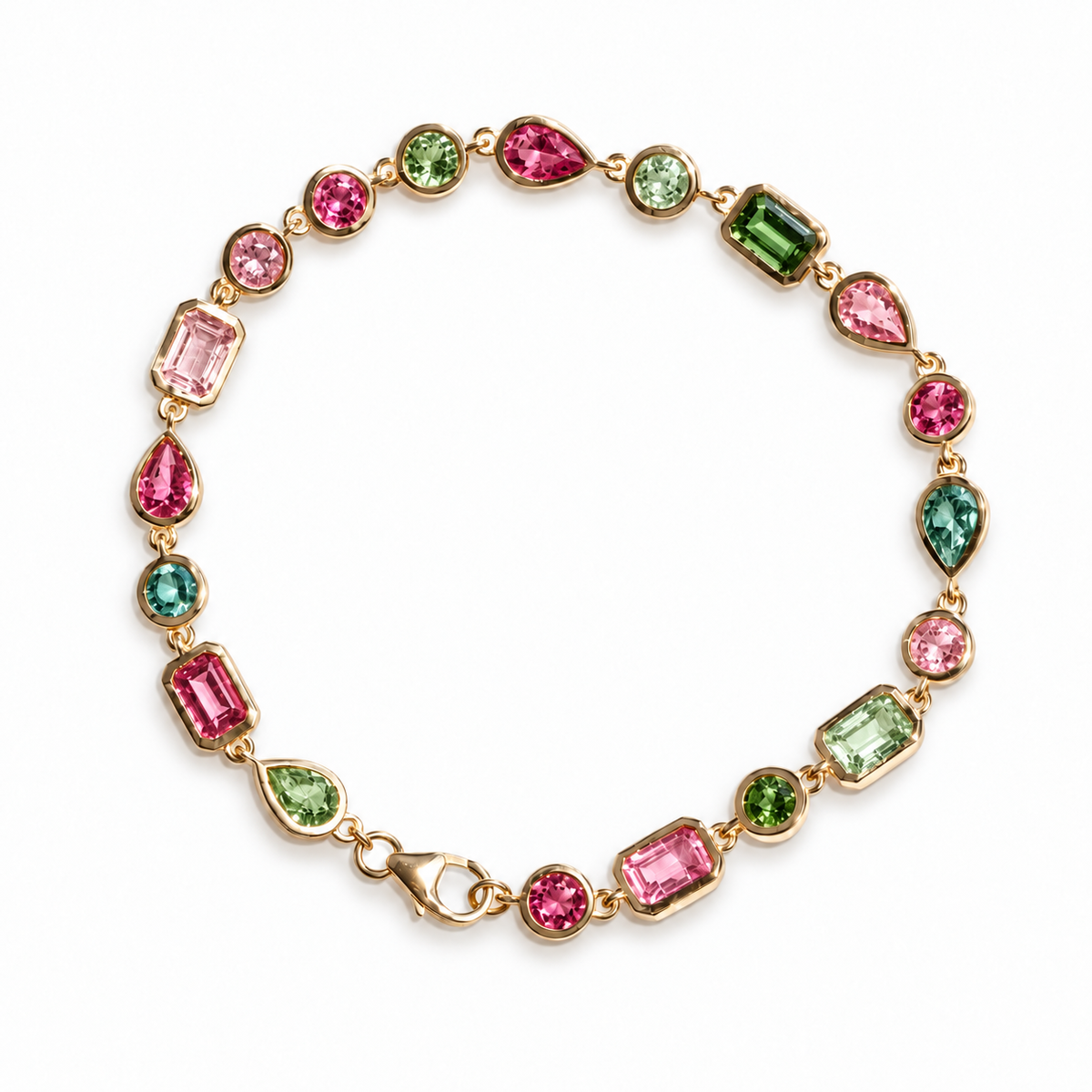 Colorful Tourmaline Bezel Set Bracelet