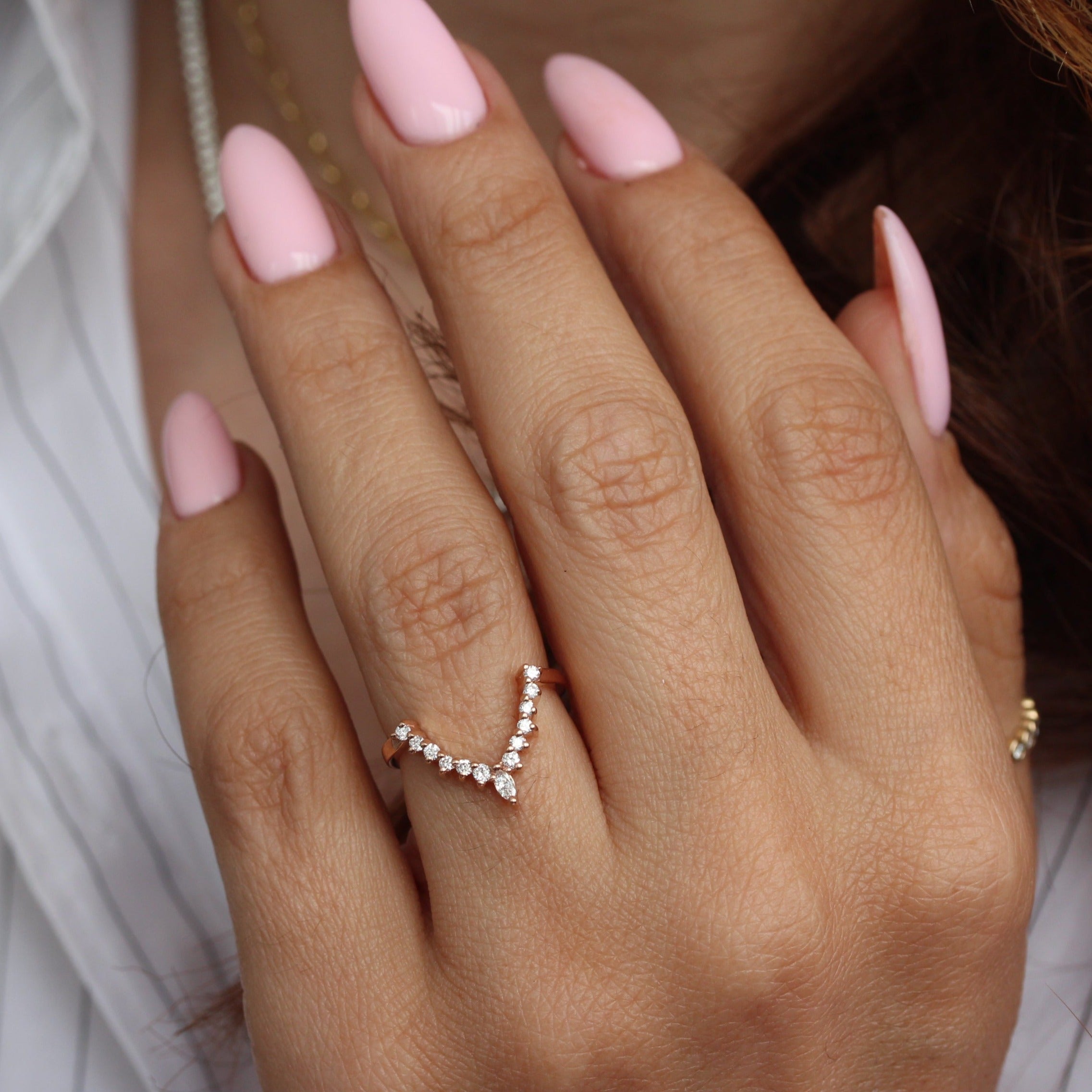 V Diamond Ring - Top Ring for the Ballerina ring set