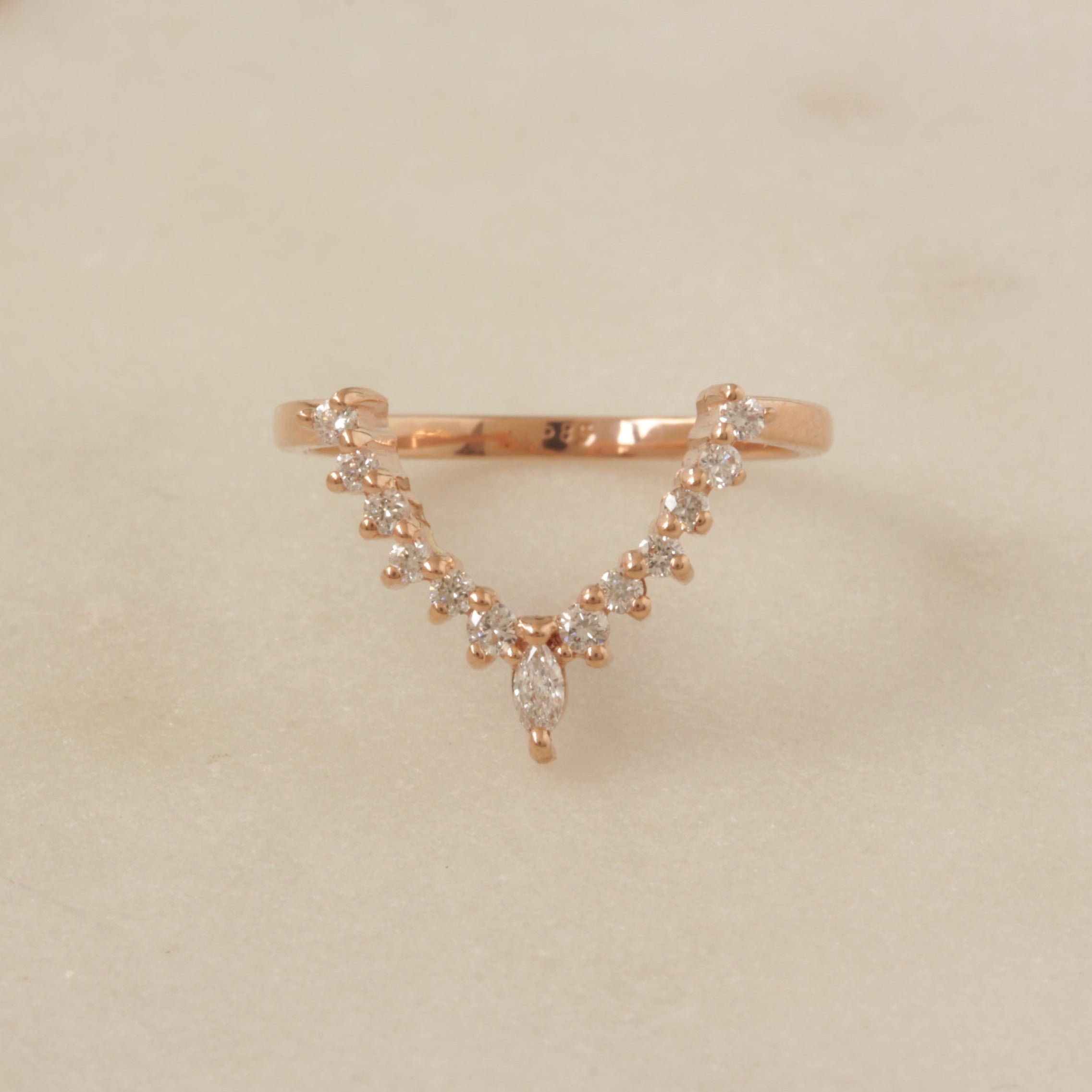 V Diamond Ring - Top Ring for the Ballerina ring set