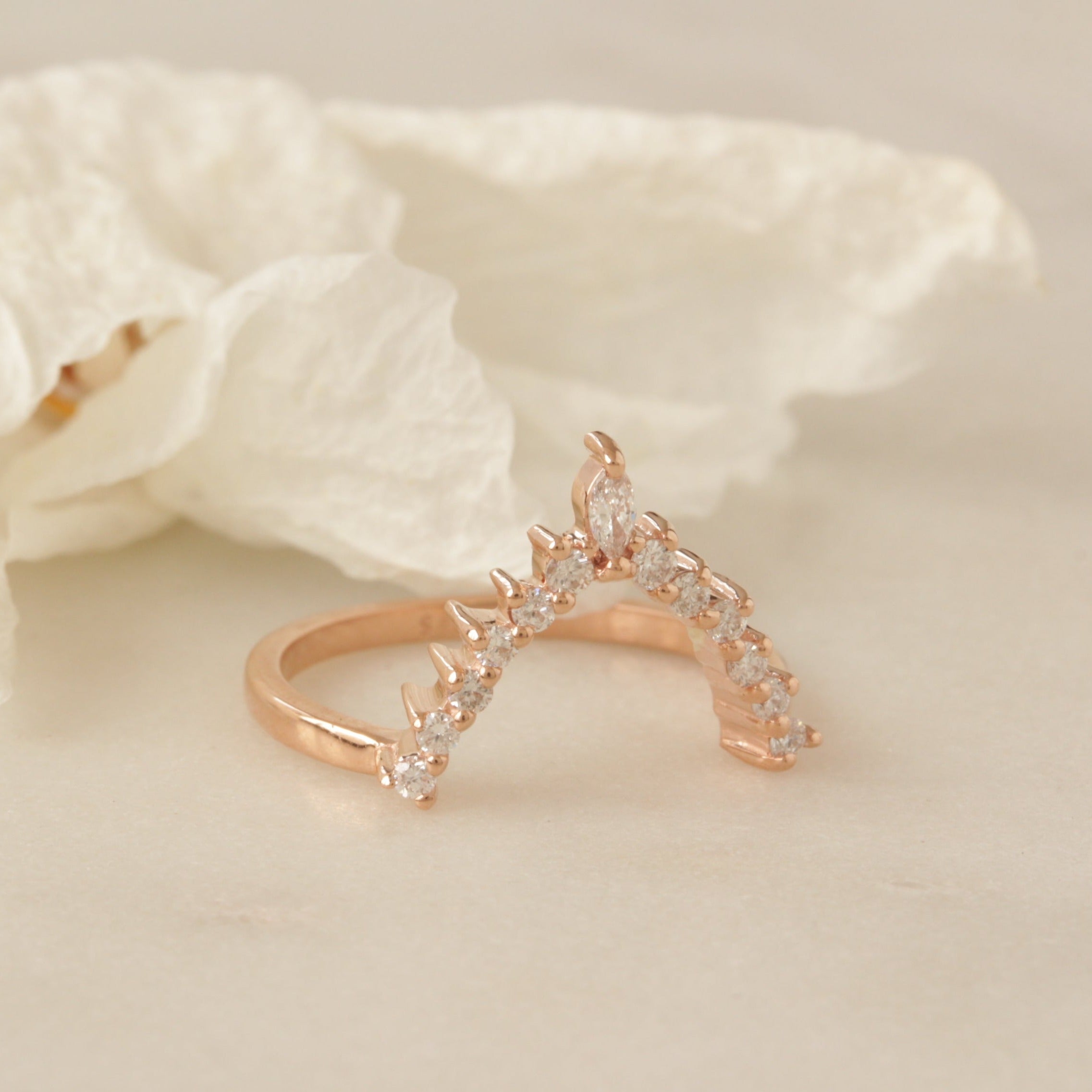 V Diamond Ring - Top Ring for the Ballerina ring set