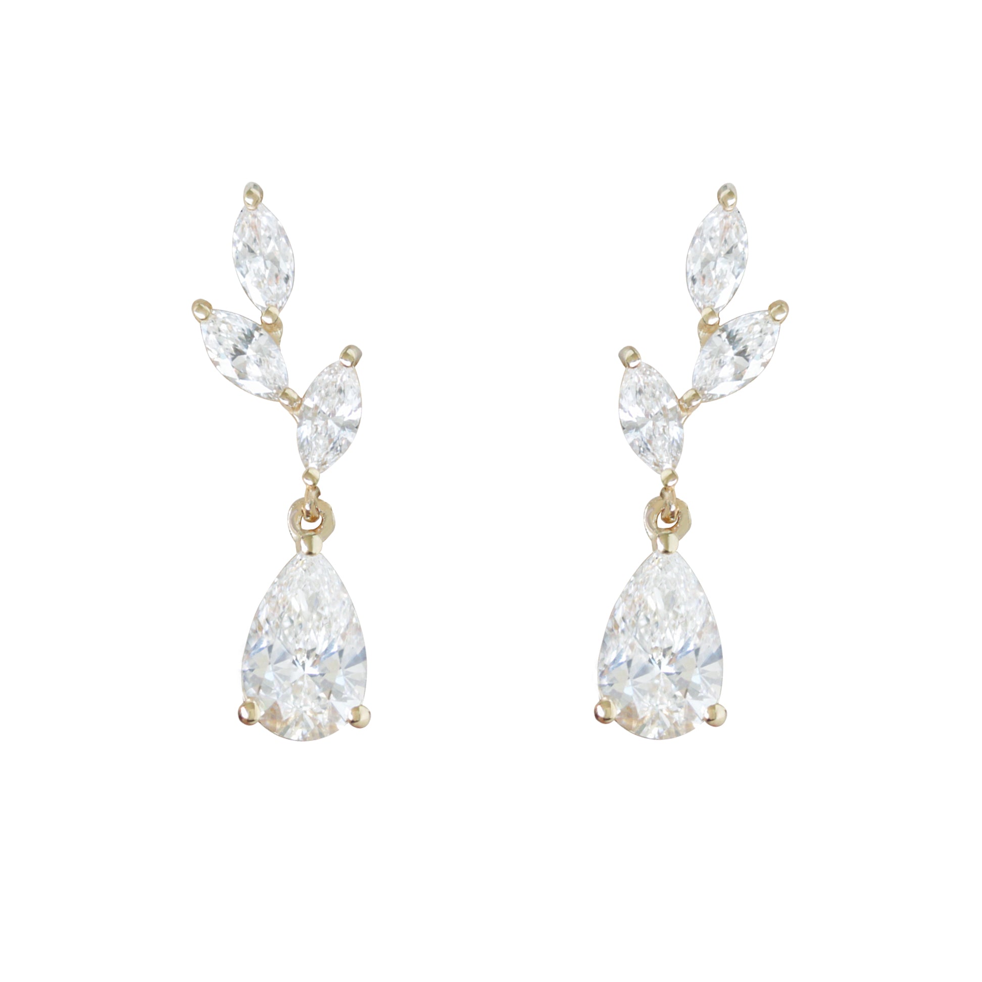 Lab Diamond Bride Earrings Pear and Marquise Nature inspired - Provence