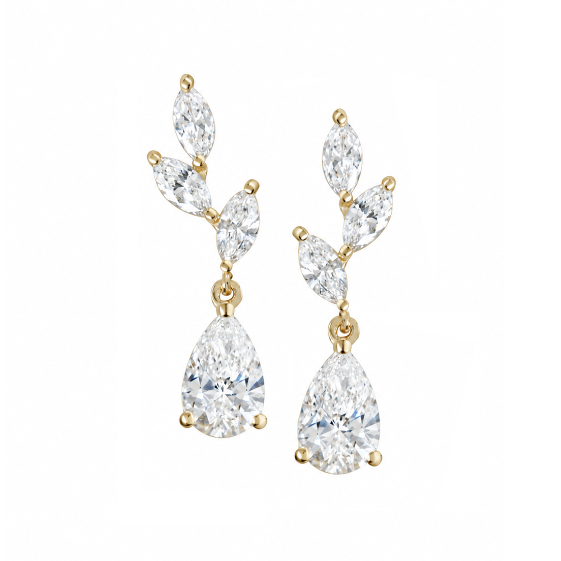 Marquise Flower Dangle עגילי יהלום עם שרשרת ♥ Romi