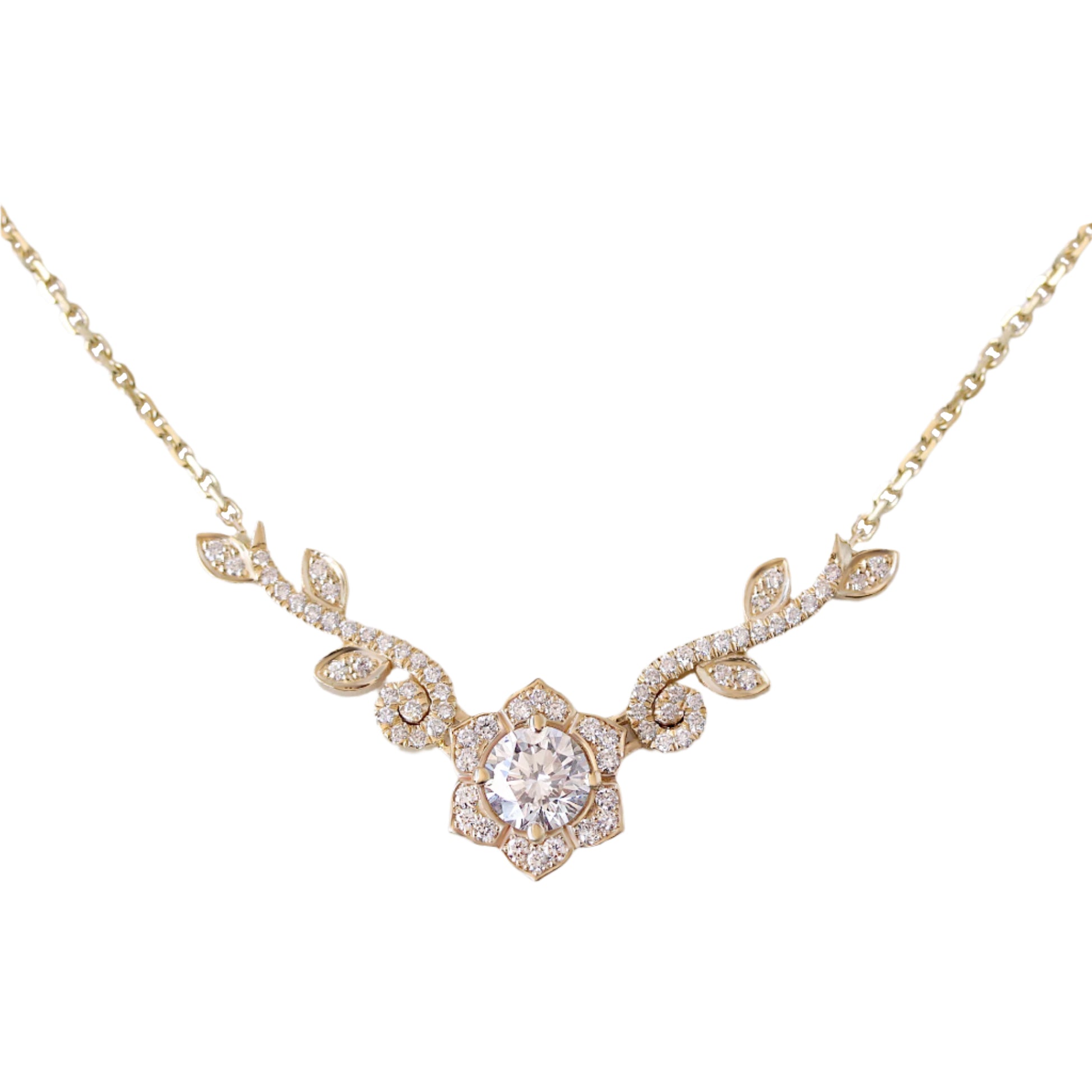 Lily Rose Flower Unique diamond necklace, nature inspired, high jewelry