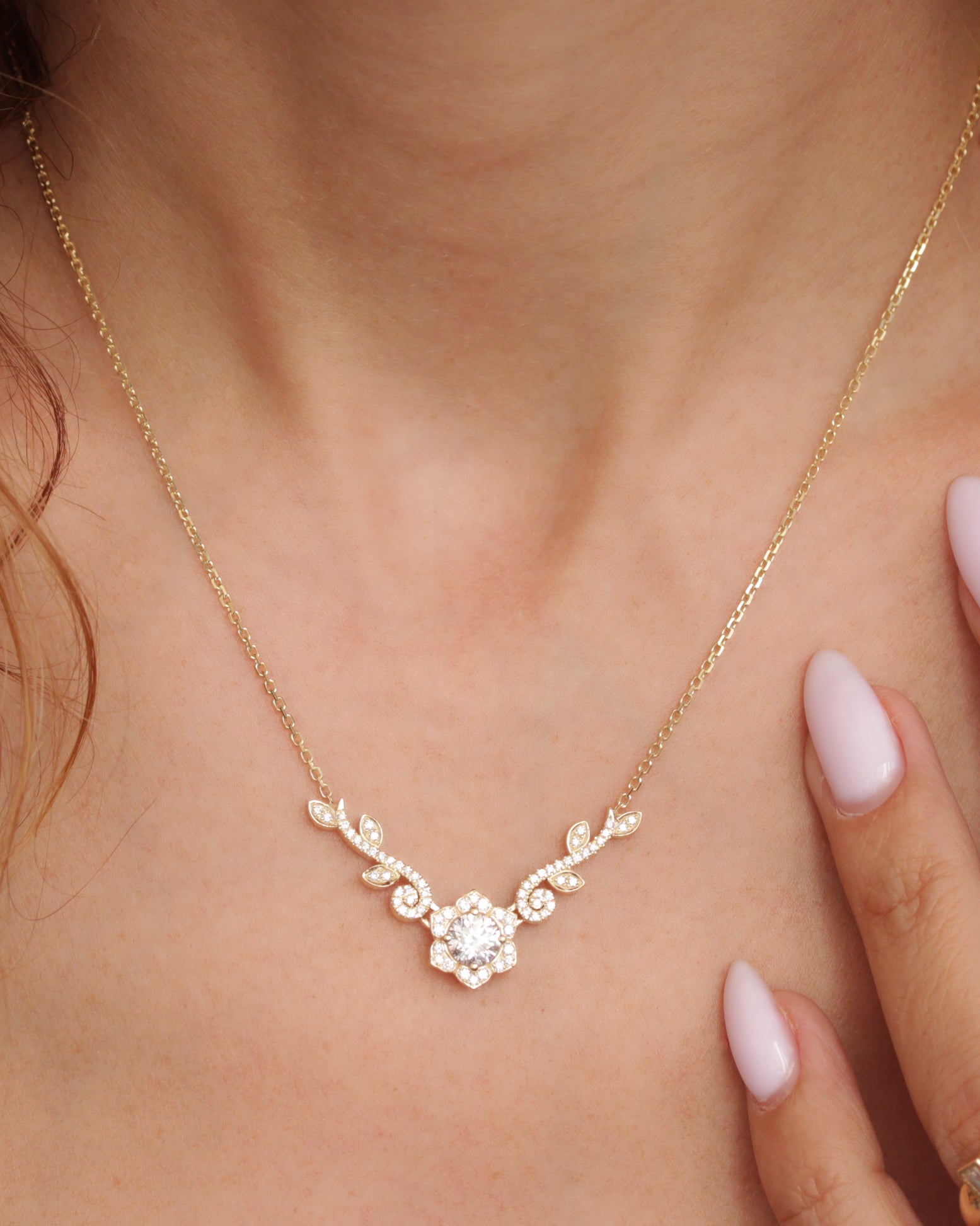 Lily Rose Flower Unique diamond necklace, nature inspired, high jewelry