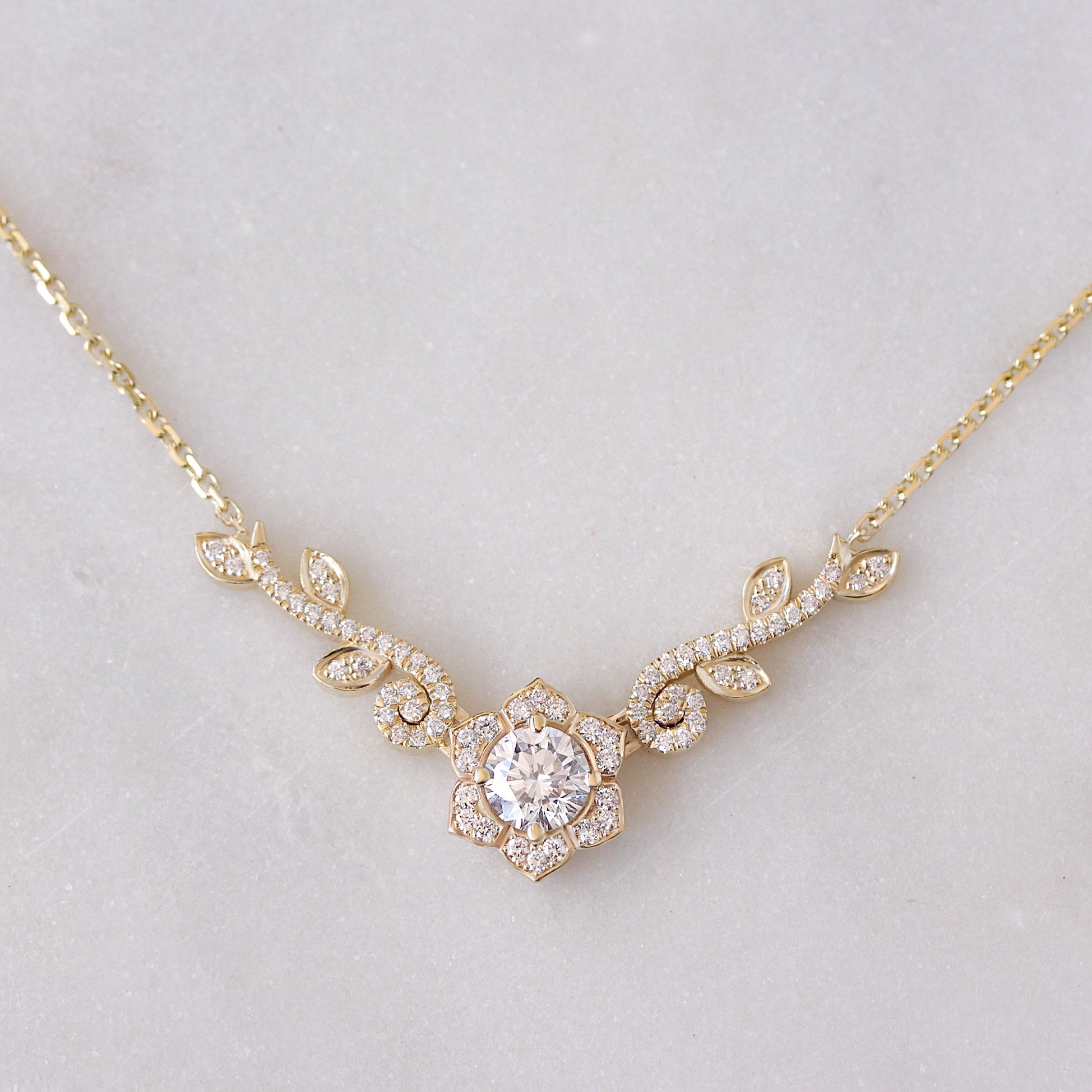 Lily Rose Flower Unique diamond necklace, nature inspired, high jewelry