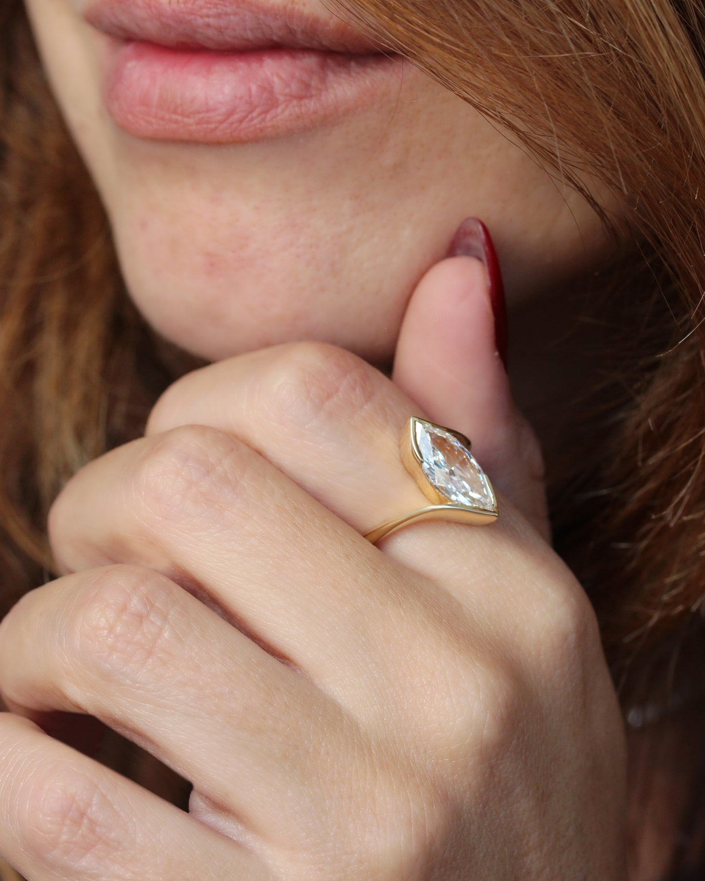 Marquise Diamond Solitaire Half Bezel Ring, Modern Engagement Ring, The Alignment Ring, Marquise Diamond Solitaire Half Bezel Ring, Modern Engagement Ring, The Alignment RingMarquise Diamond Solitaire Half Bezel Ring, Modern Engagement Ring