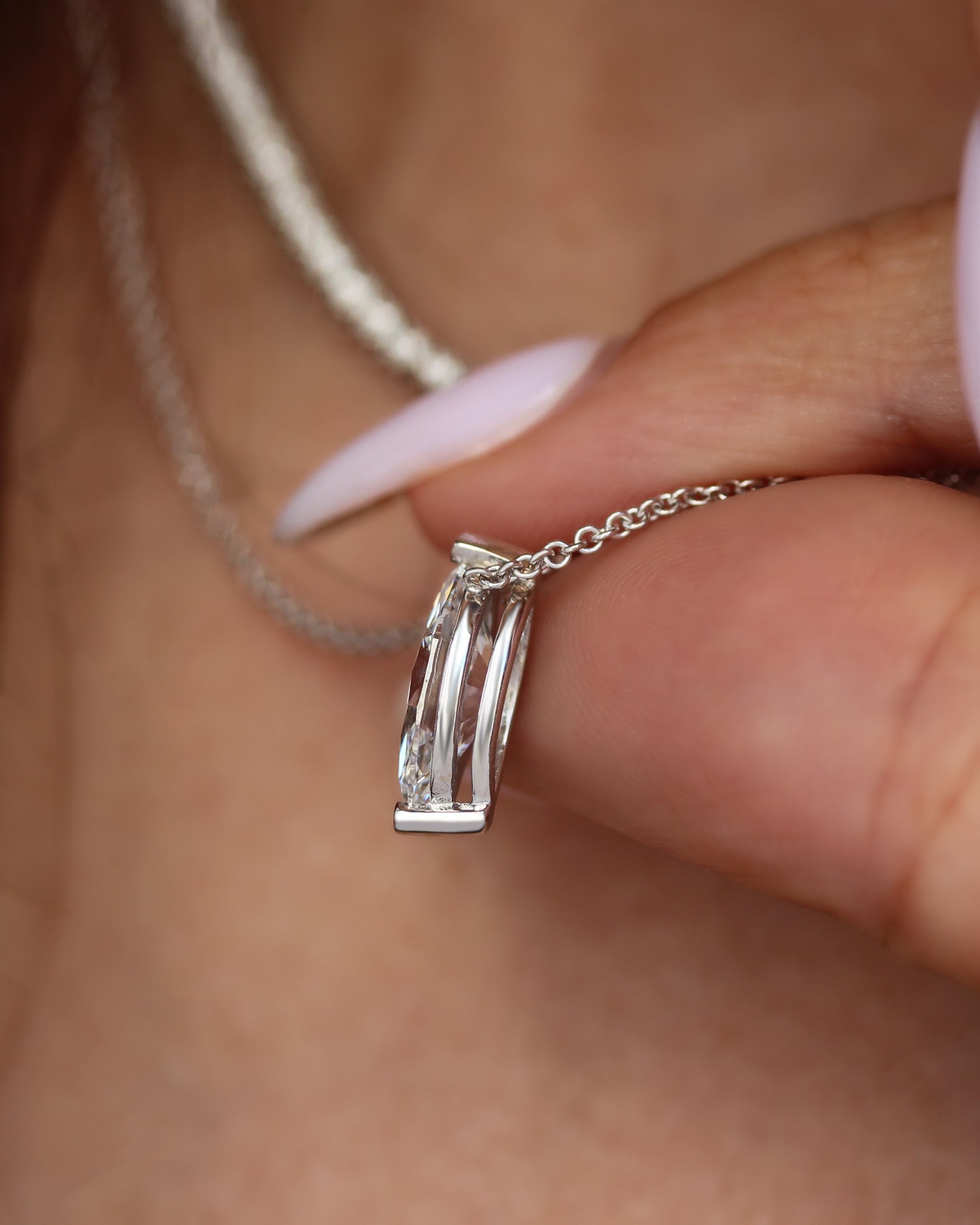 Marquise Diamond Solitaire Necklace 1CT / 2CT / 3CT, solitaire necklace, 14K gold, IGI certified, Minimalist