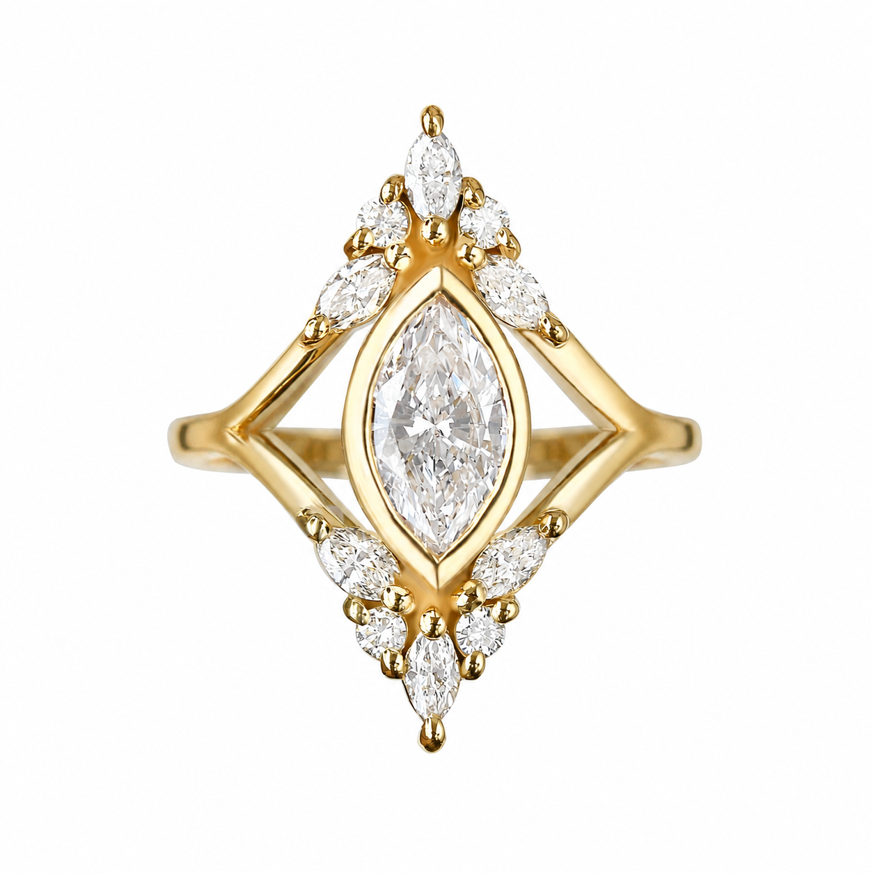 Marquise Diamond Unique Engagement Ring, Audrey