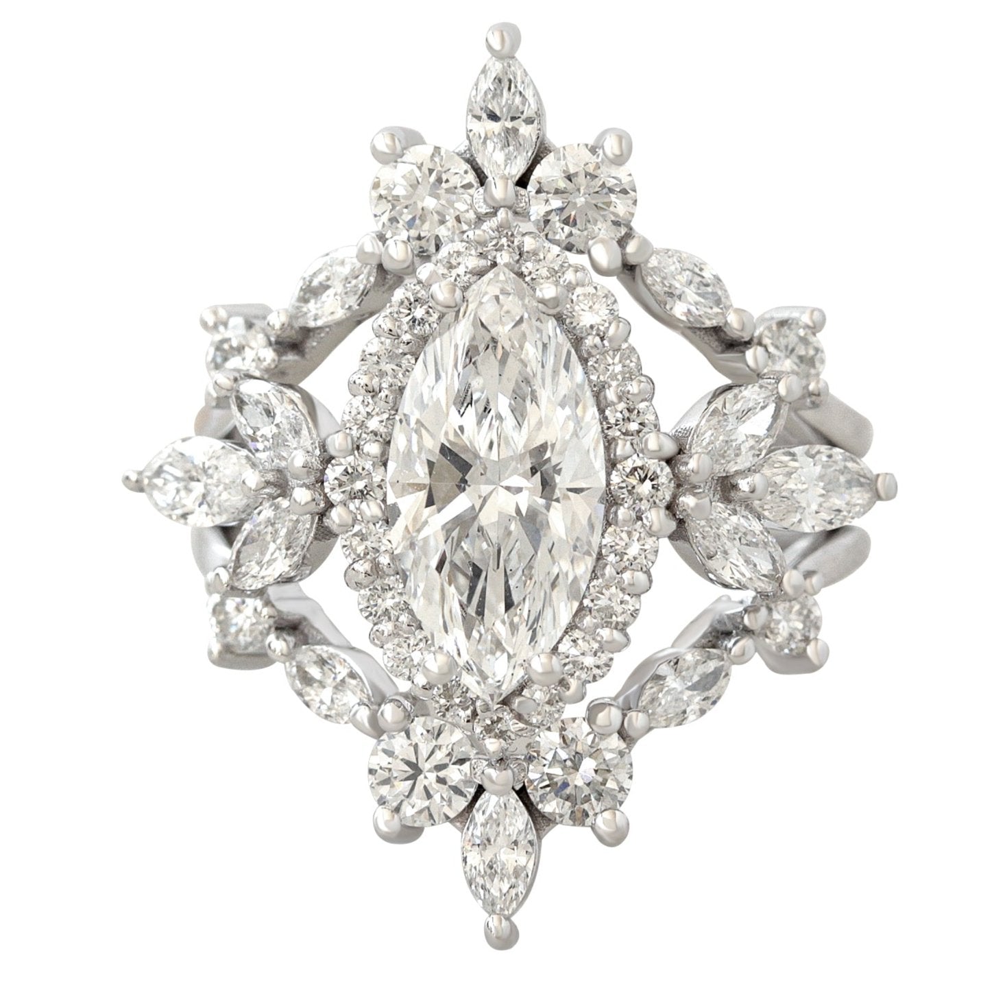 Marquise Diamonds 1.5 Carat Engagement Ring with Ring Guard - Megan & Iceland