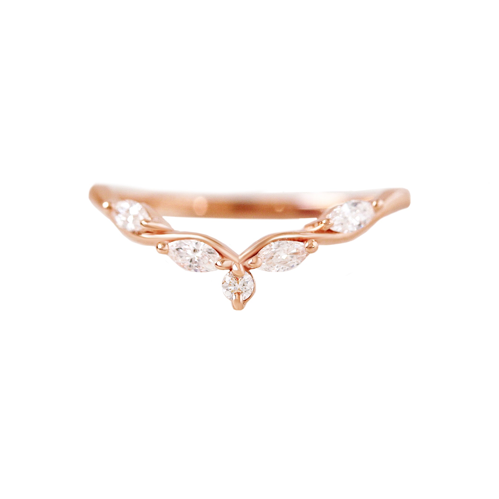 Marquise Diamonds Wavy V Chevron Ring