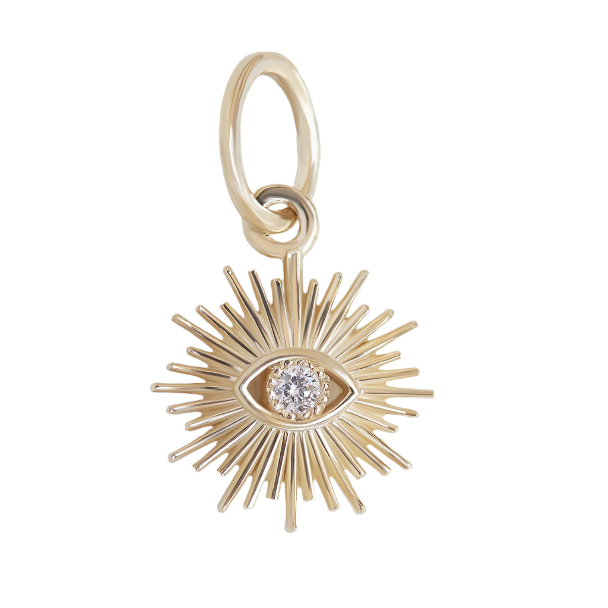 Mini Diamond Celestial Charm Necklace | 14K Gold Evil Eye Sun Star Pendant | Dainty Protection Amulet, evil eye sun charm, gold diamond evil eye pendant, celestial eye charm, sunburst charm gold, protective amulet charm, dainty spiritual pendant, tiny gold evil eye, mini charm for necklace, 14k gold celestial charm, cosmic jewelry, radiant gold charm, mystic eye pendant, fine jewelry charm, spiritual protection charm