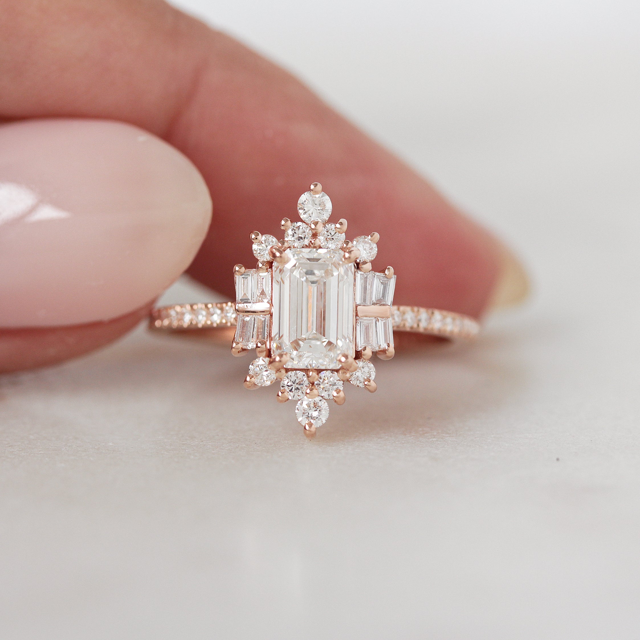 Emerald Cut Diamond Ring Unique Engagement Ring The Mirror Palace.