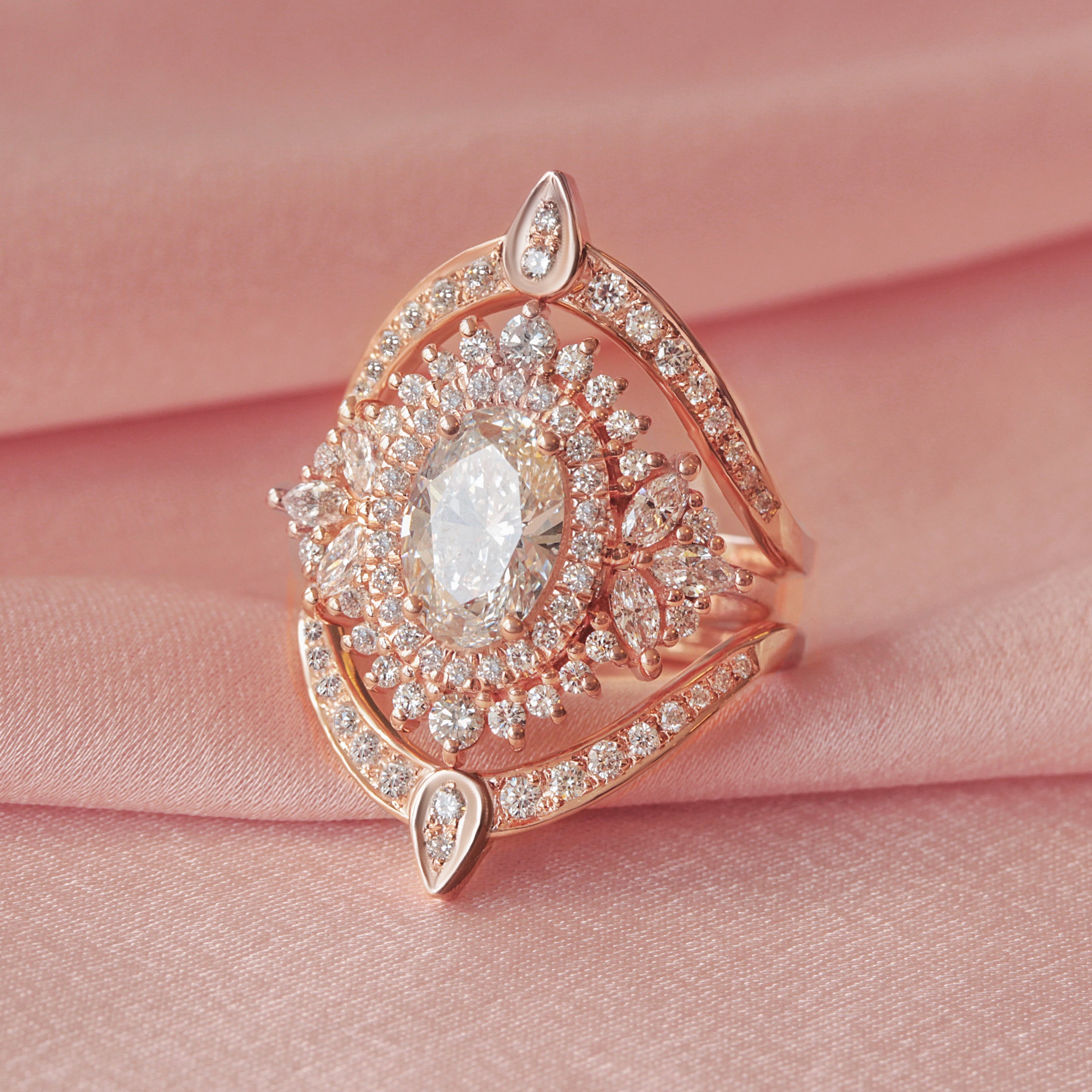 double halo 1.5carat oval diamond engagement ring monaco