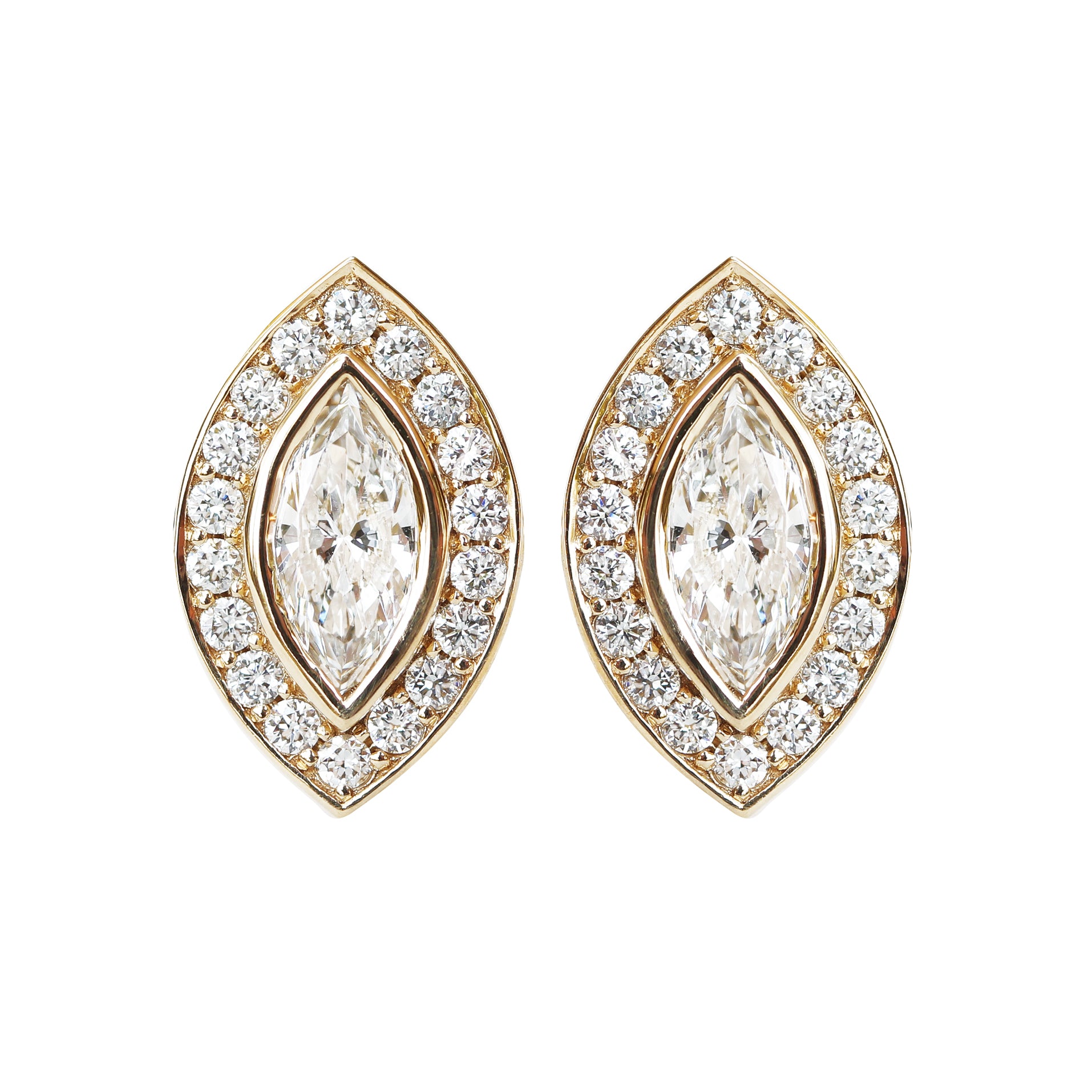 Marquise Diamond Halo Stud Earrings