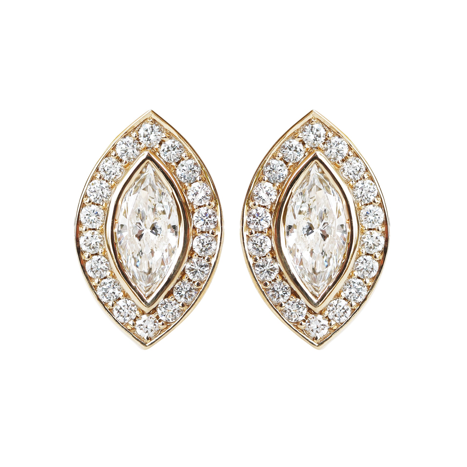 Marquise Diamond Halo Stud Earrings