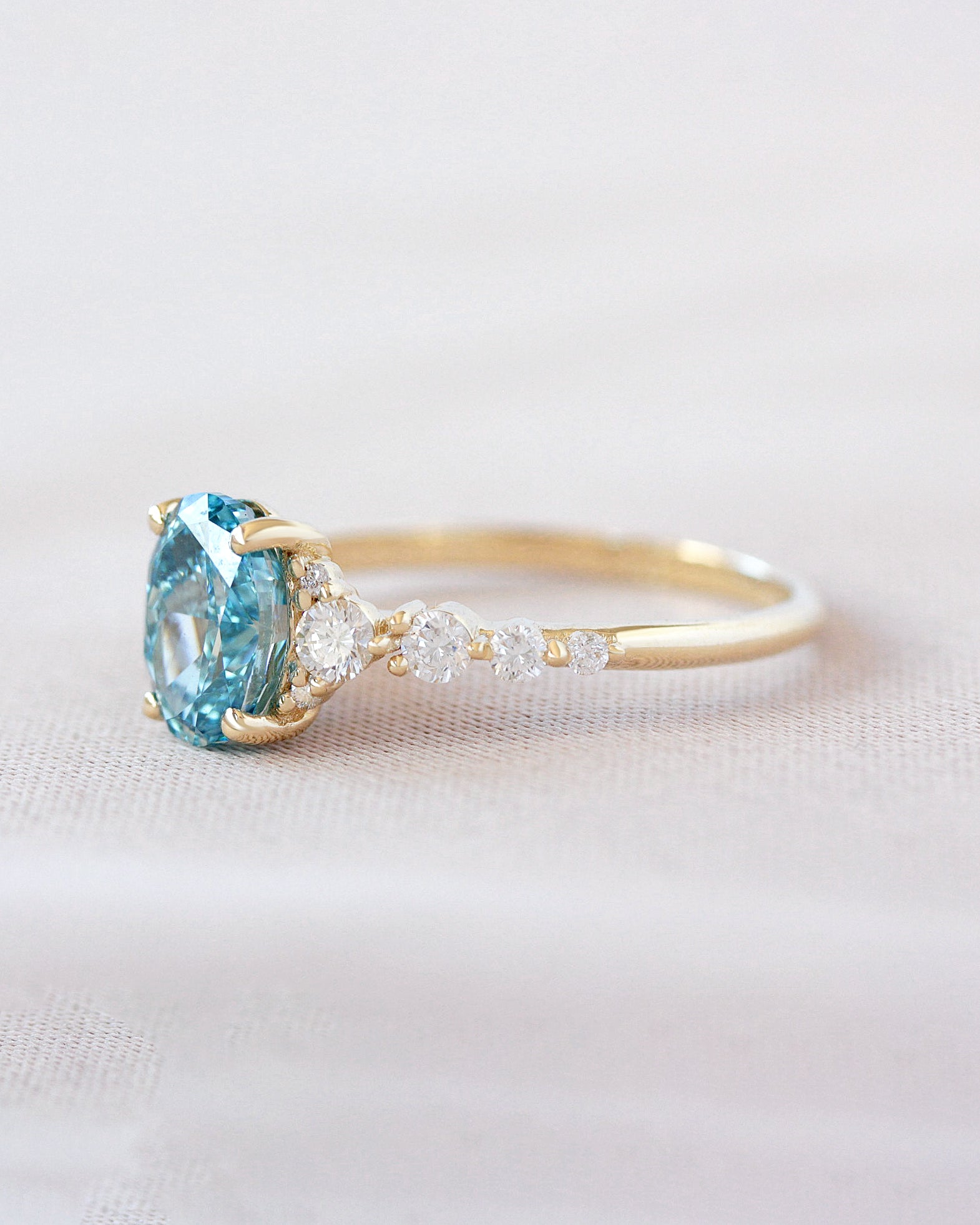 Oval Blue Lab Grown Diamond Ring - Song
