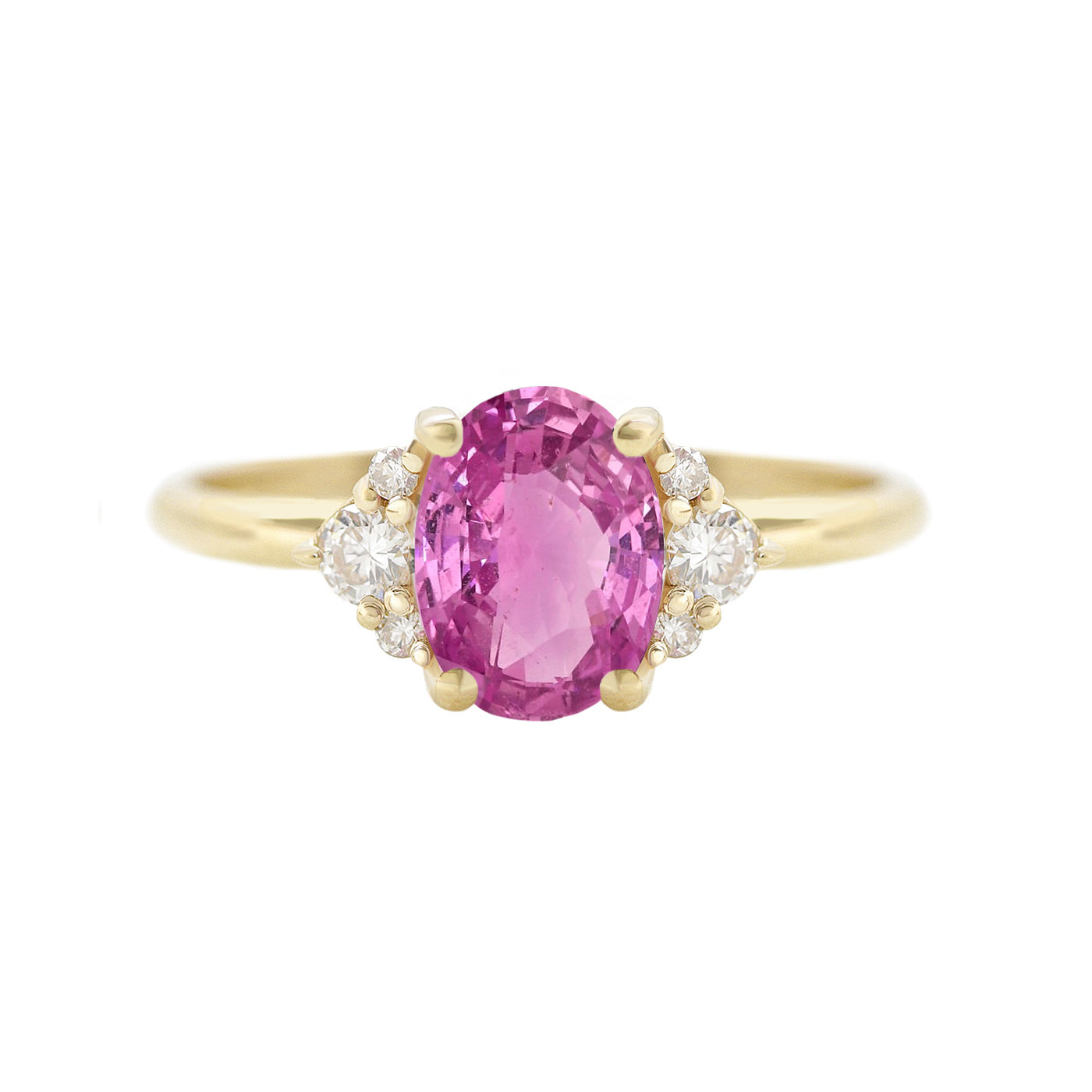 Oval pink sapphire diamonds minimal engagement ring “Isabella” ♥