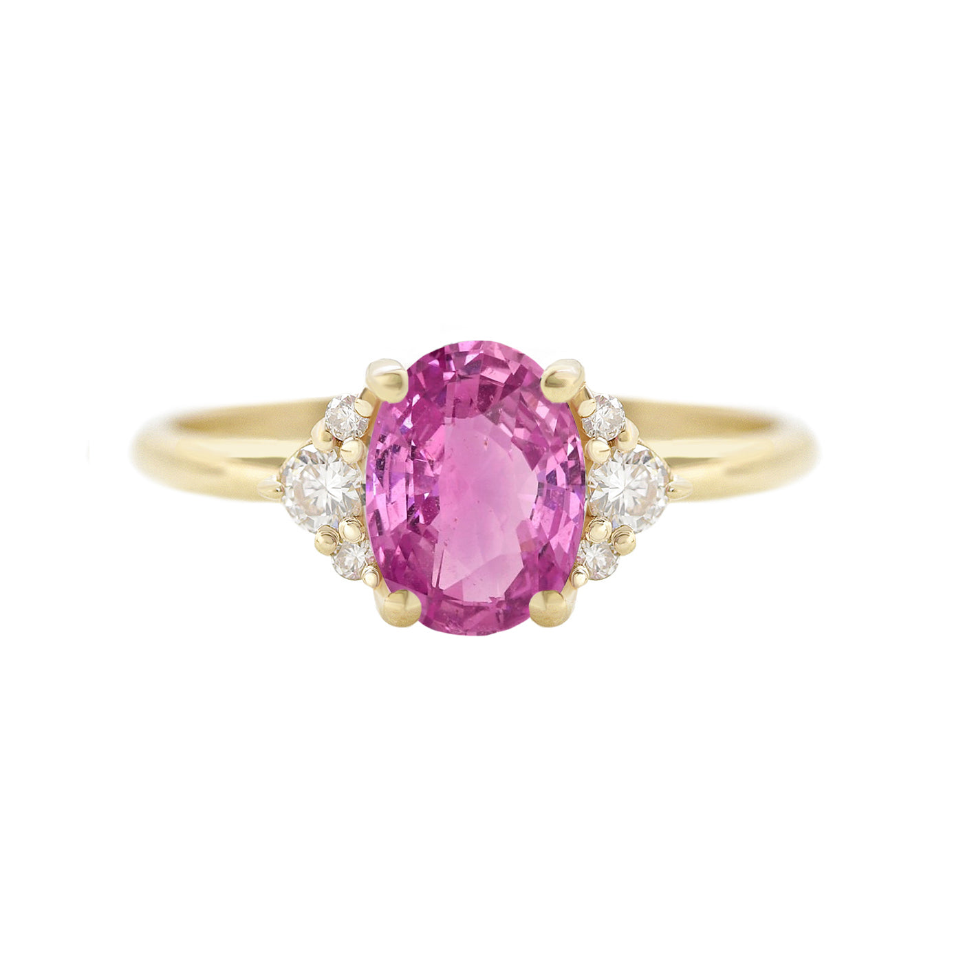 Oval Pink Sapphire Diamonds Minimal Engagement Ring - Isabella