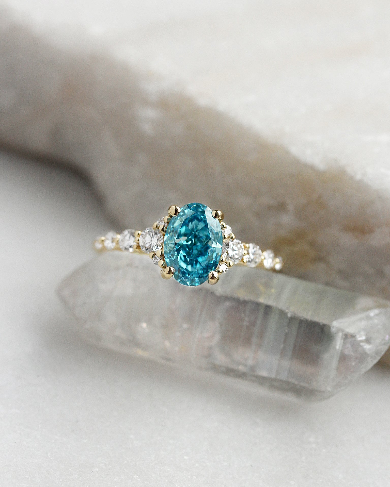 Oval Blue Lab Grown Diamond Ring - Song, fancy color diamond rings, oval diamond, blue diamond, 2ct blue diamond