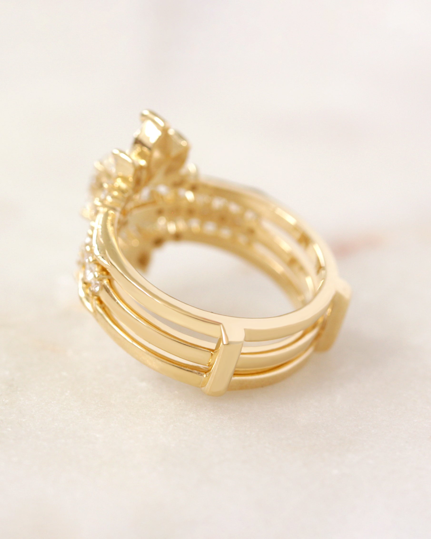 Oval Diamond Engagement Ring, Margo 0.5 carat with Marquise Diamonds Danielle Ring Guard