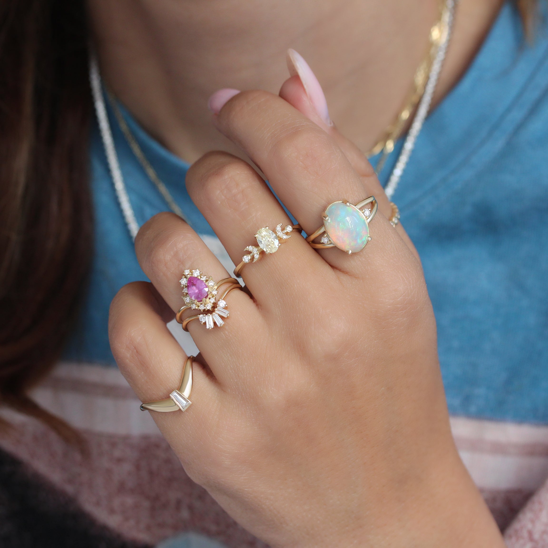 Oval Opal Cocktail Diamond Ring Yellow Gold October Birth, stoneindex finger ring, october birthstone, statement diamond ring, opal diamond ring, gemstone diamond ring