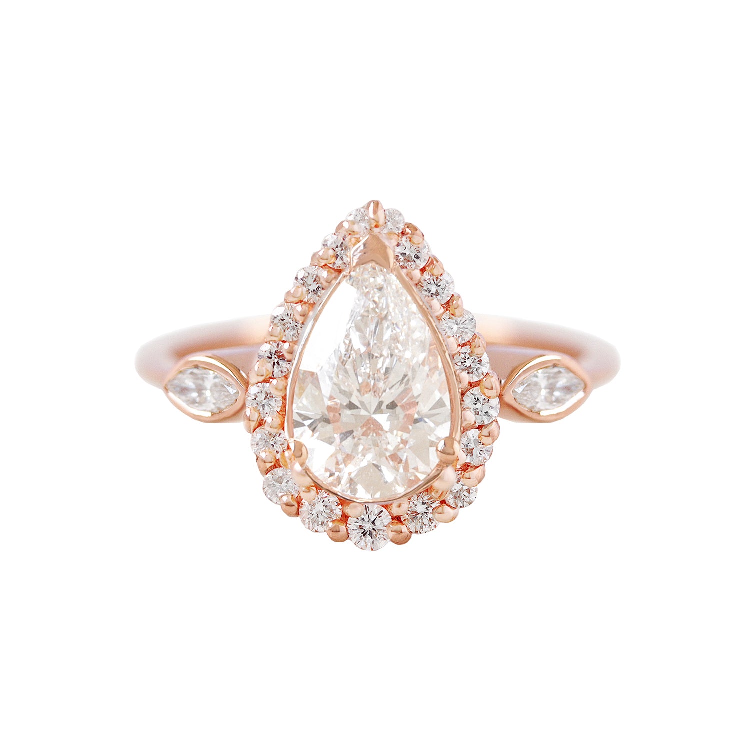 1 carat Pear Diamond Halo Engagement Ring - Zoe