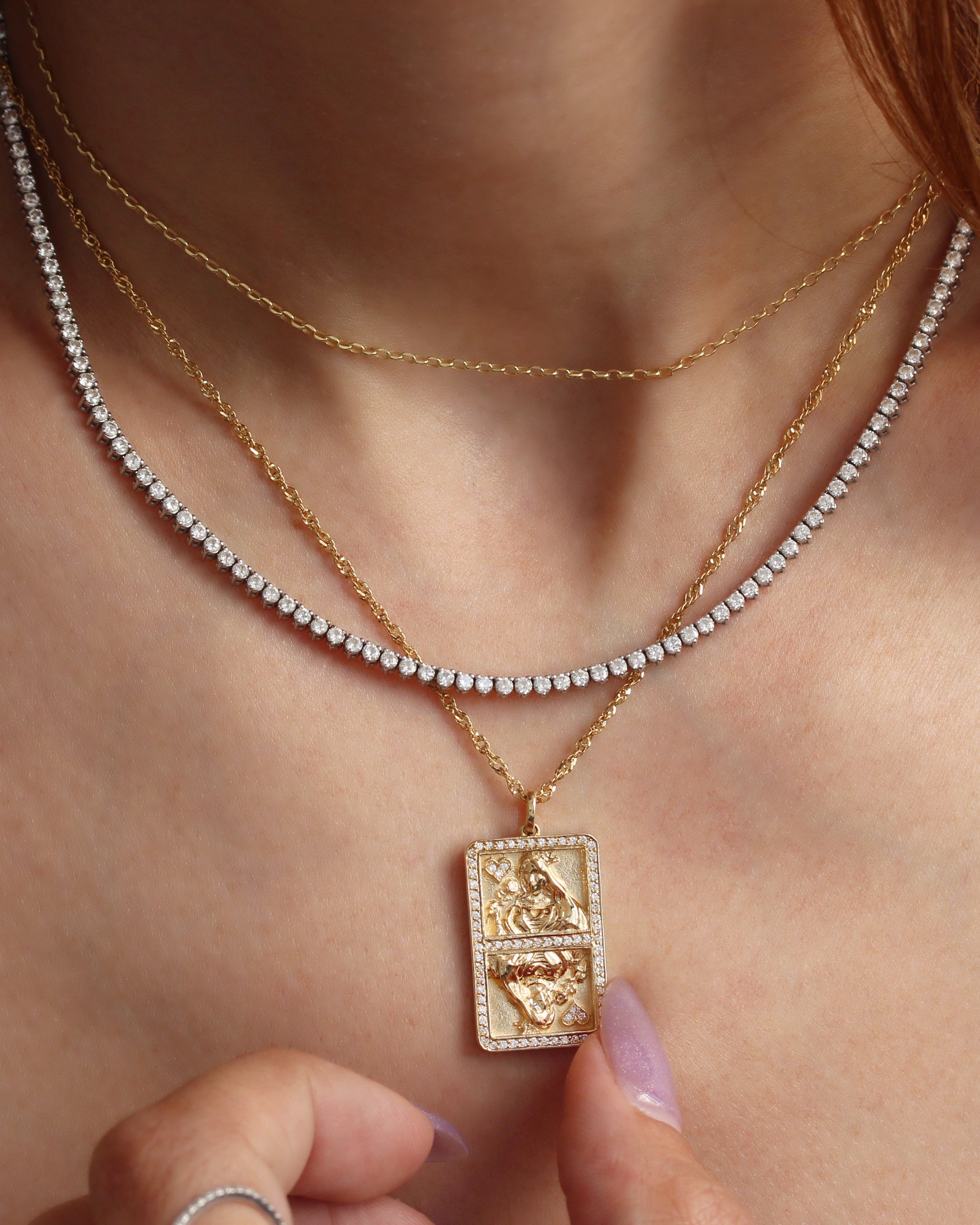 Queen of Hearts Necklace - Gold and Diamond Pendant