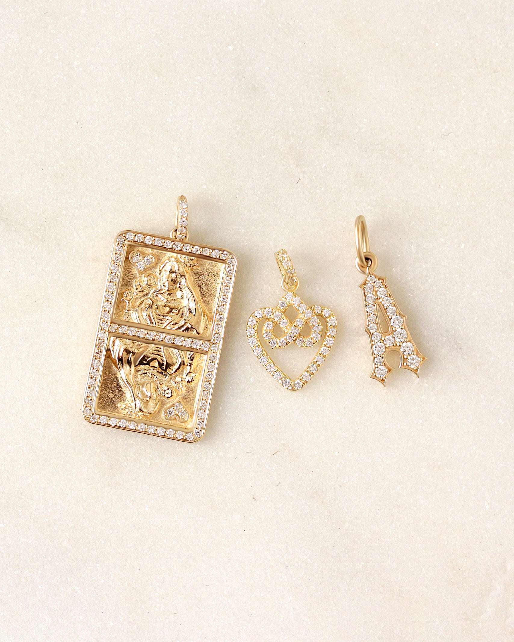 Queen of Hearts Necklace - Gold and Diamond Pendant