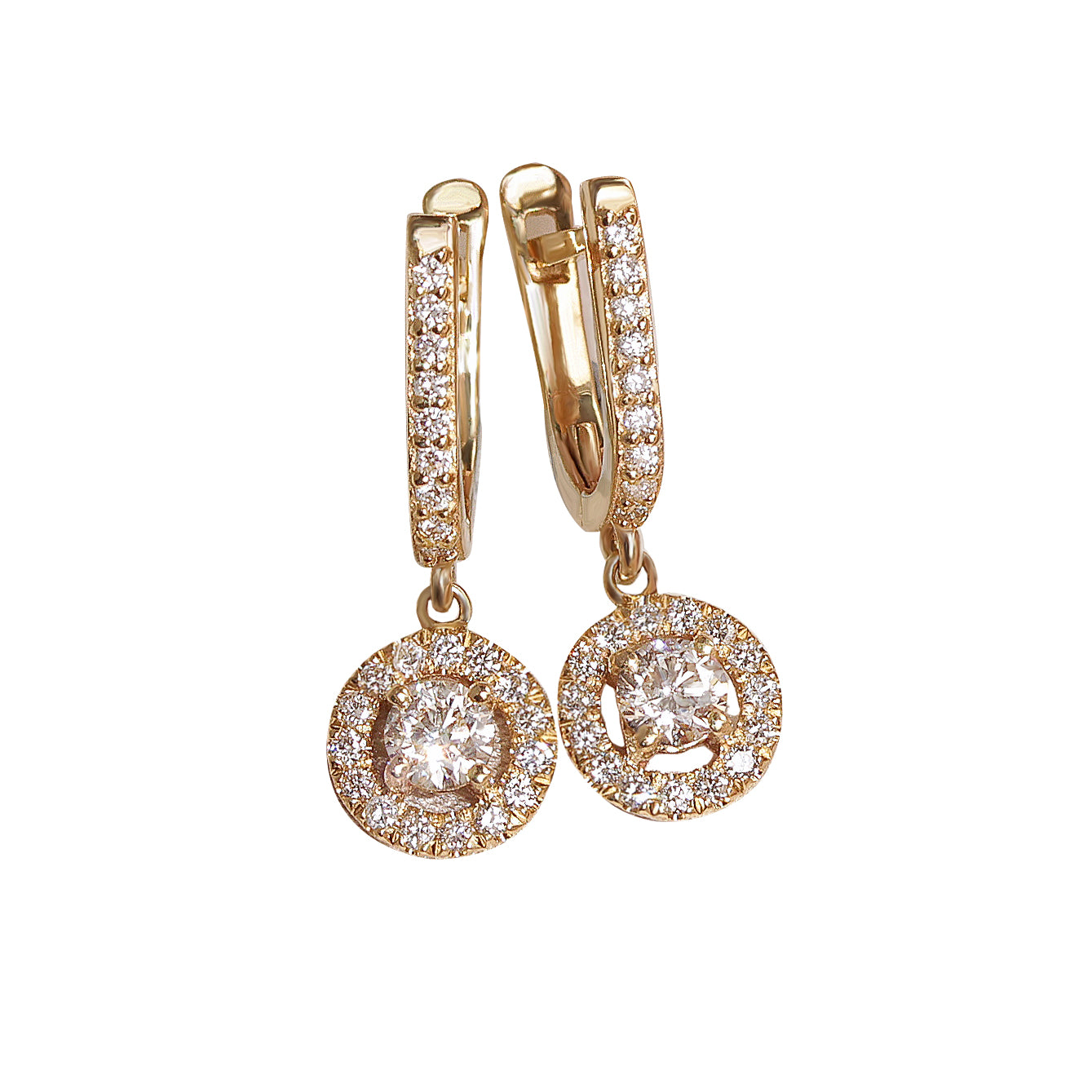 Round Diamond Halo Drops Dangle Earrings Basic