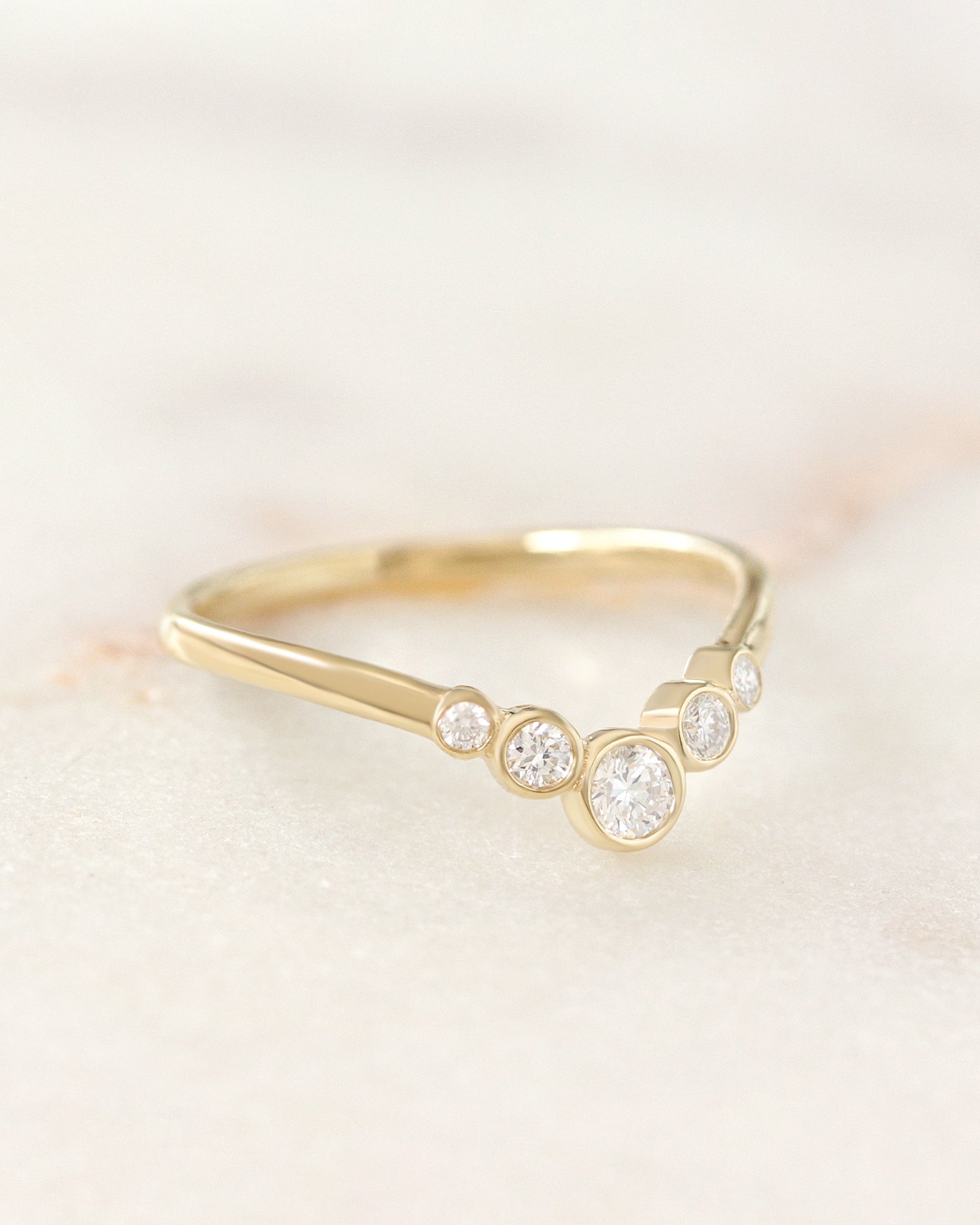 Simple Five Diamond Bezel Nesting Ring V5 - Leah