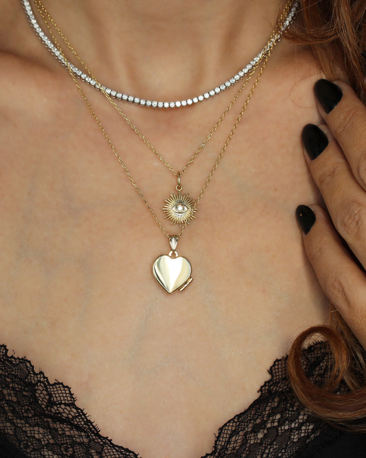 Sunburst Evil Eye Diamond Necklace | 14K Gold Protection Amulet