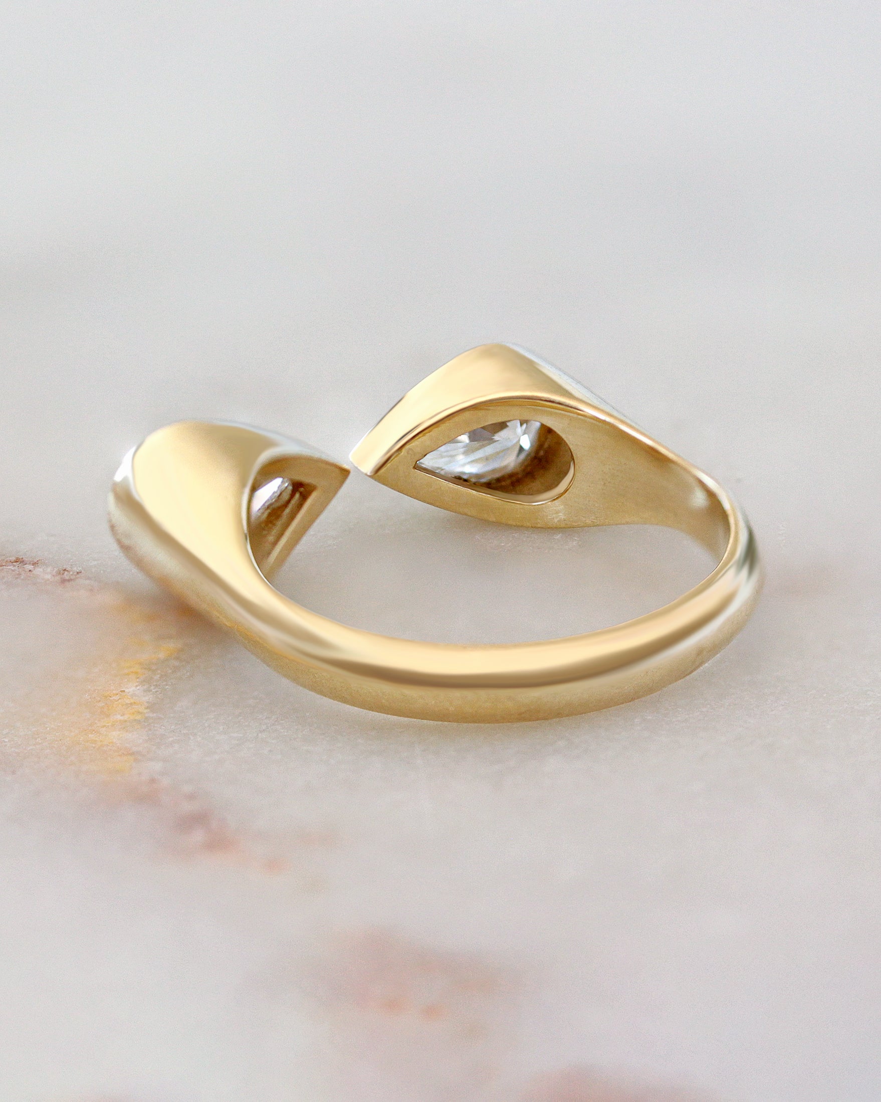 Two Stone Pear Diamond Toi et Moi Bezel Set Cuff Ring, bezel set, pear diamond, two stone ring, cuff ring, toi et moi