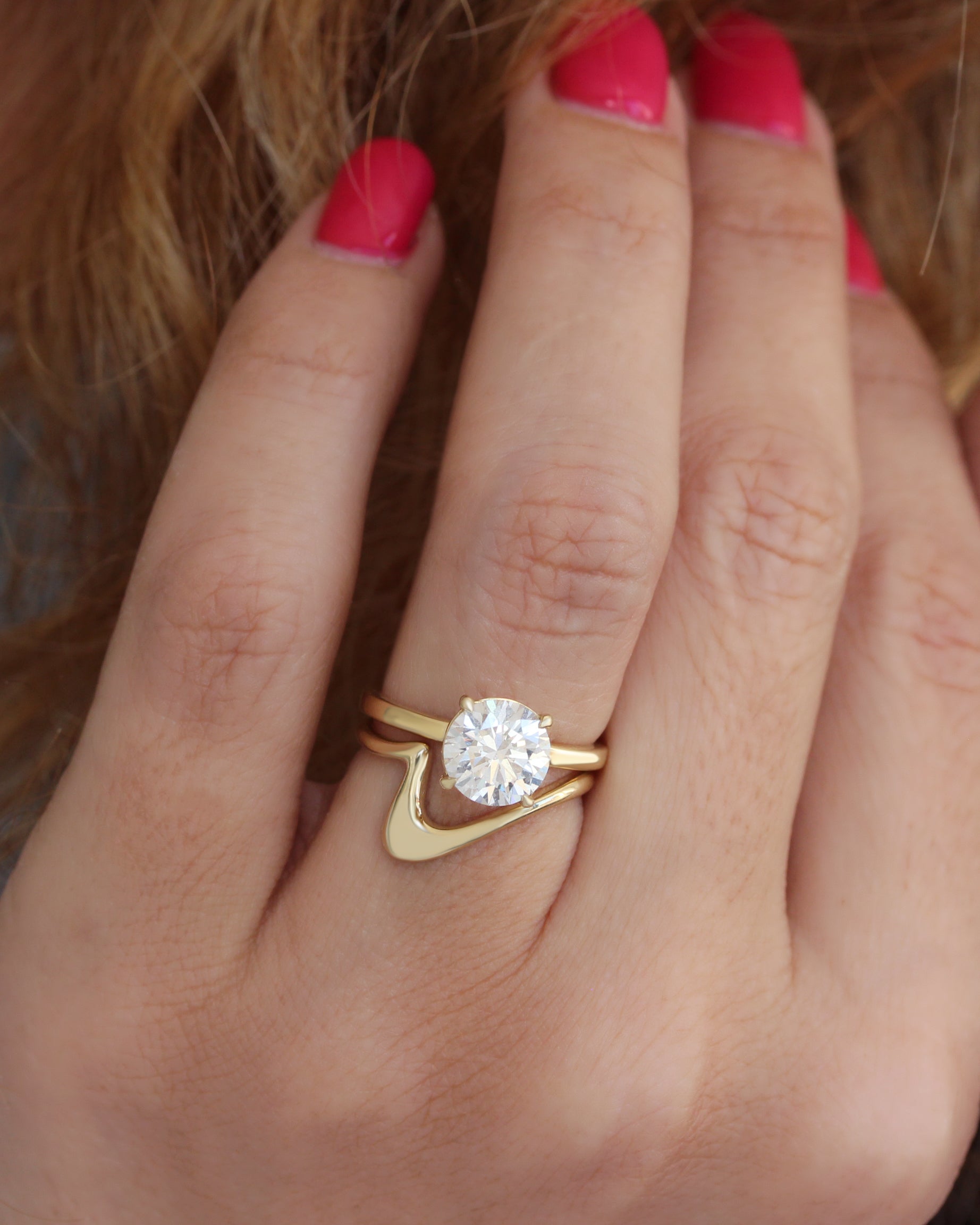 Wavy Aesthetic Bold Organic Flowing Curved Gold Wedding Ring