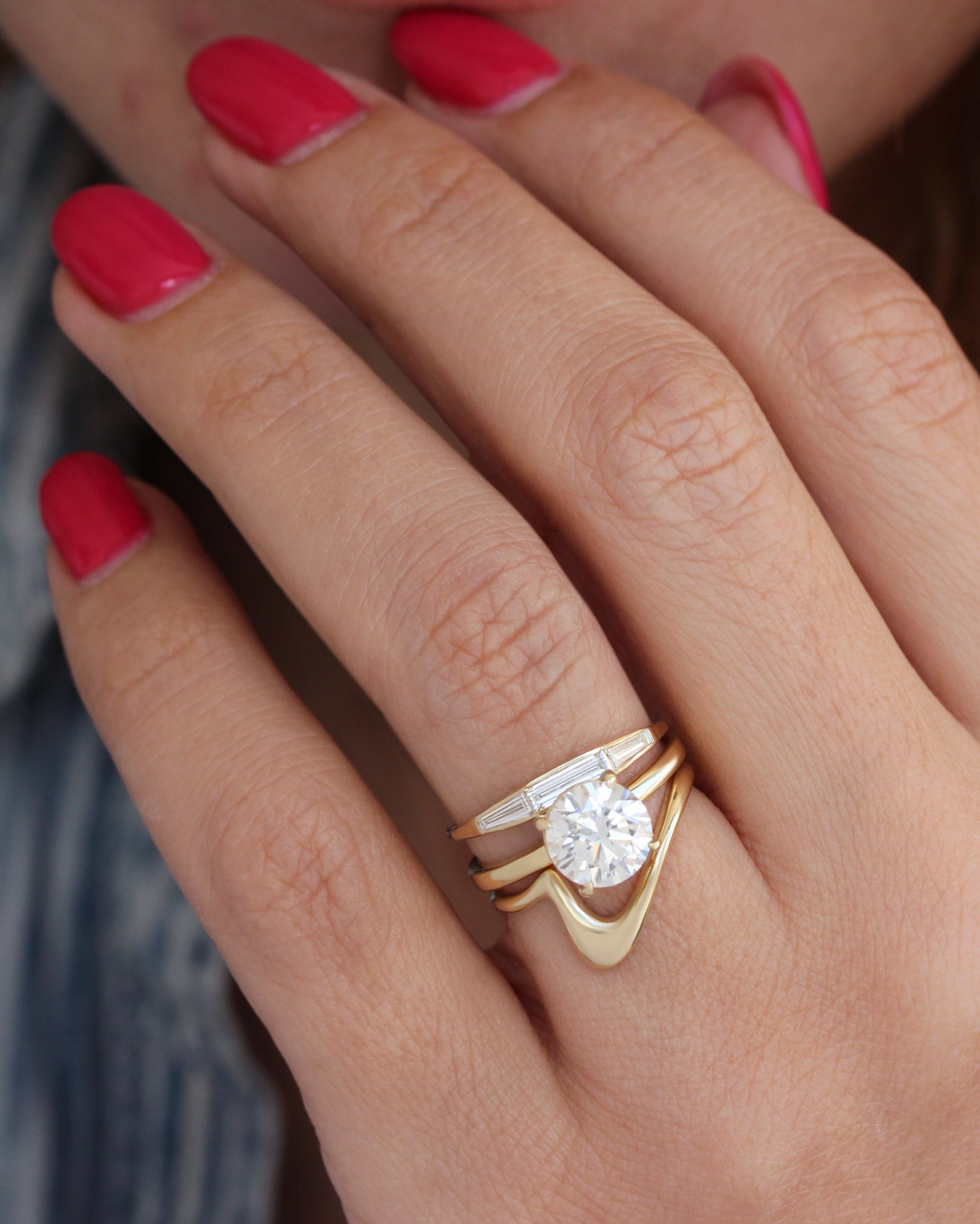 Wavy Aesthetic Bold Organic Flowing Curved Gold Wedding Ring