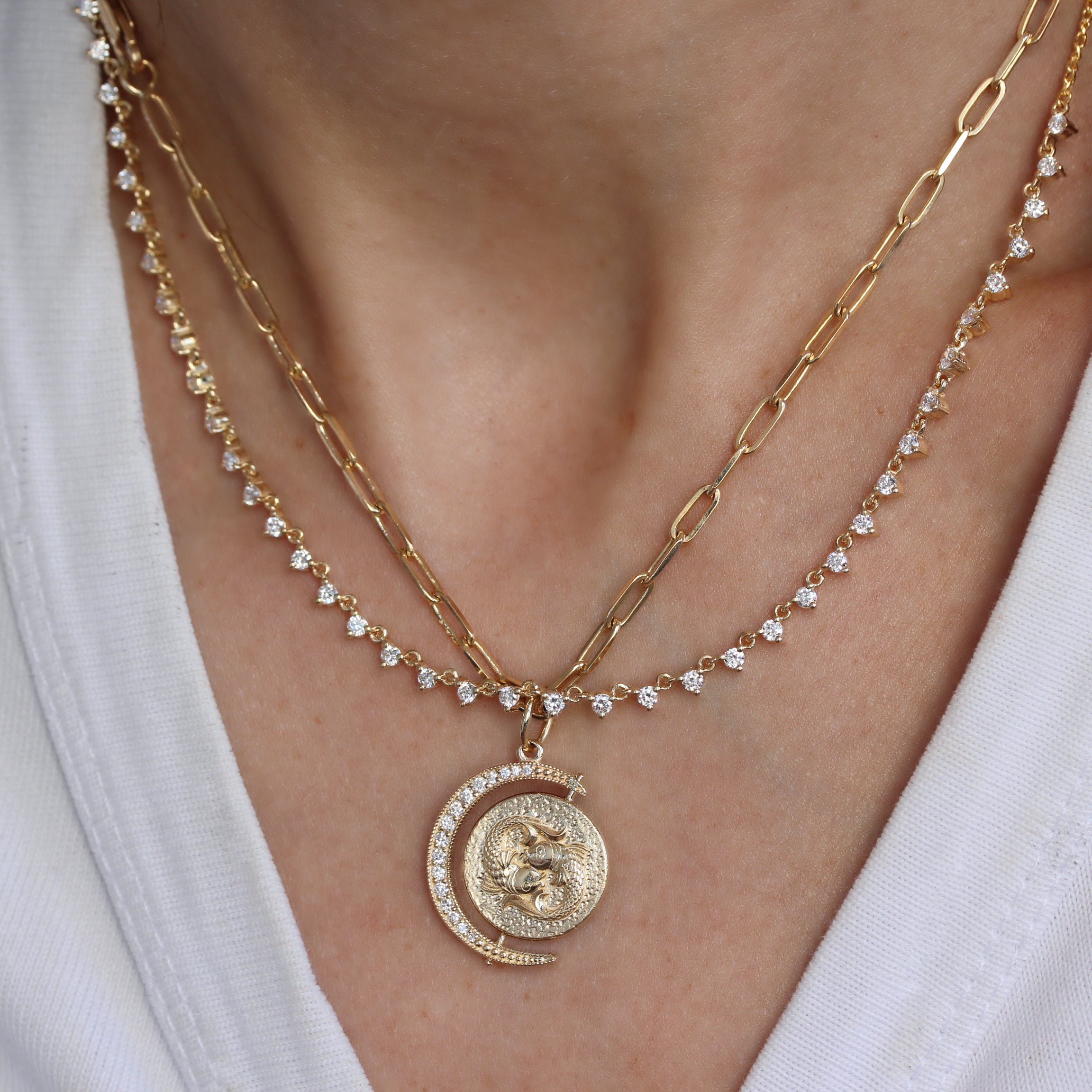 Floating Diamond Tennis Necklace yellow gold