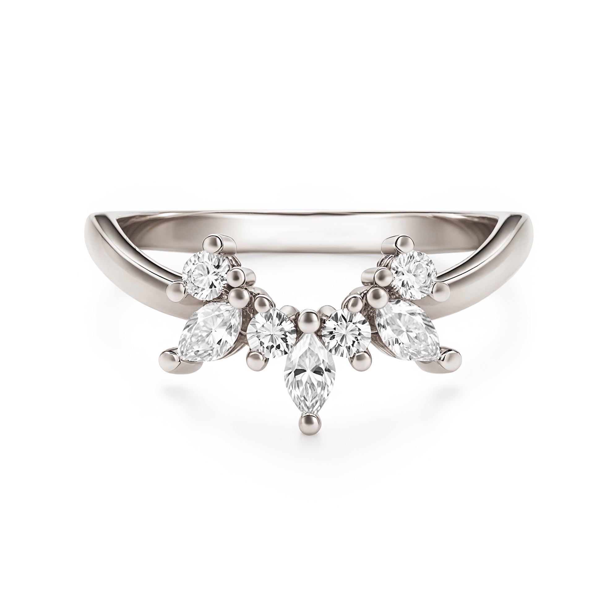 Marquise Diamond Unique Wedding Nesting Ring - Athena Crown