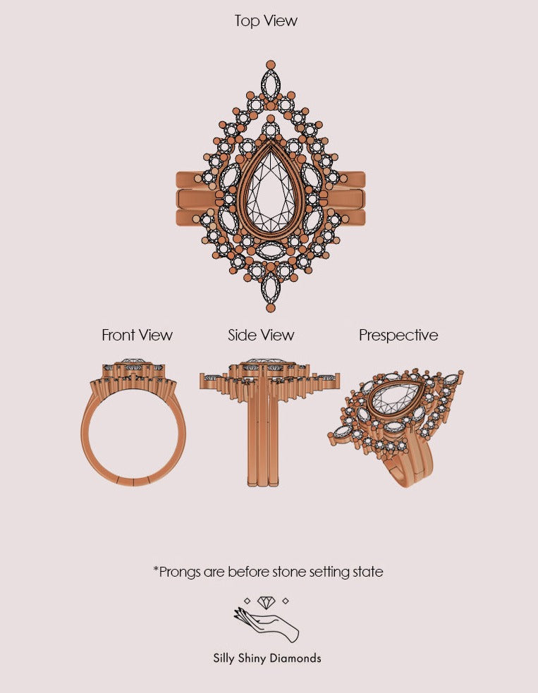 V Diamond Ring - Top Ring for the Ballerina ring set