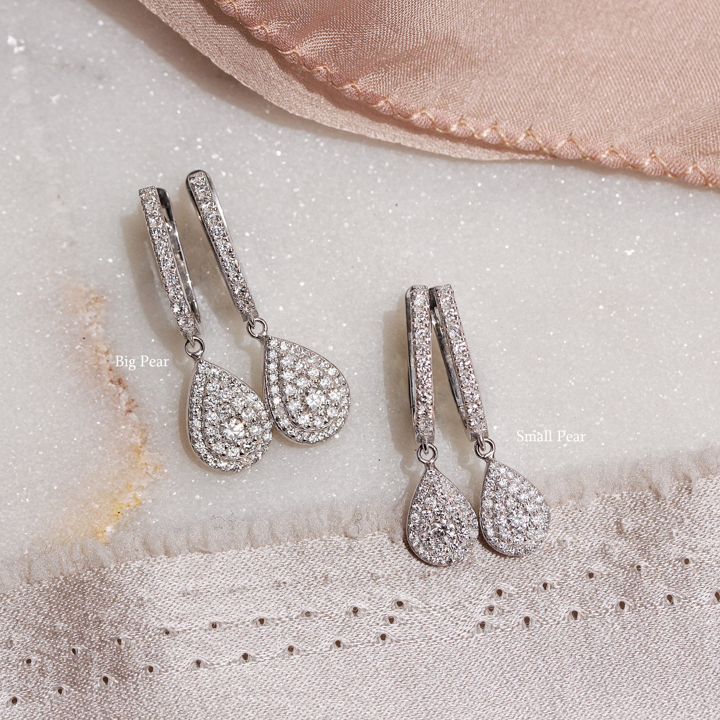 Small Pear Diamond Drops Dangle Earrings Basic